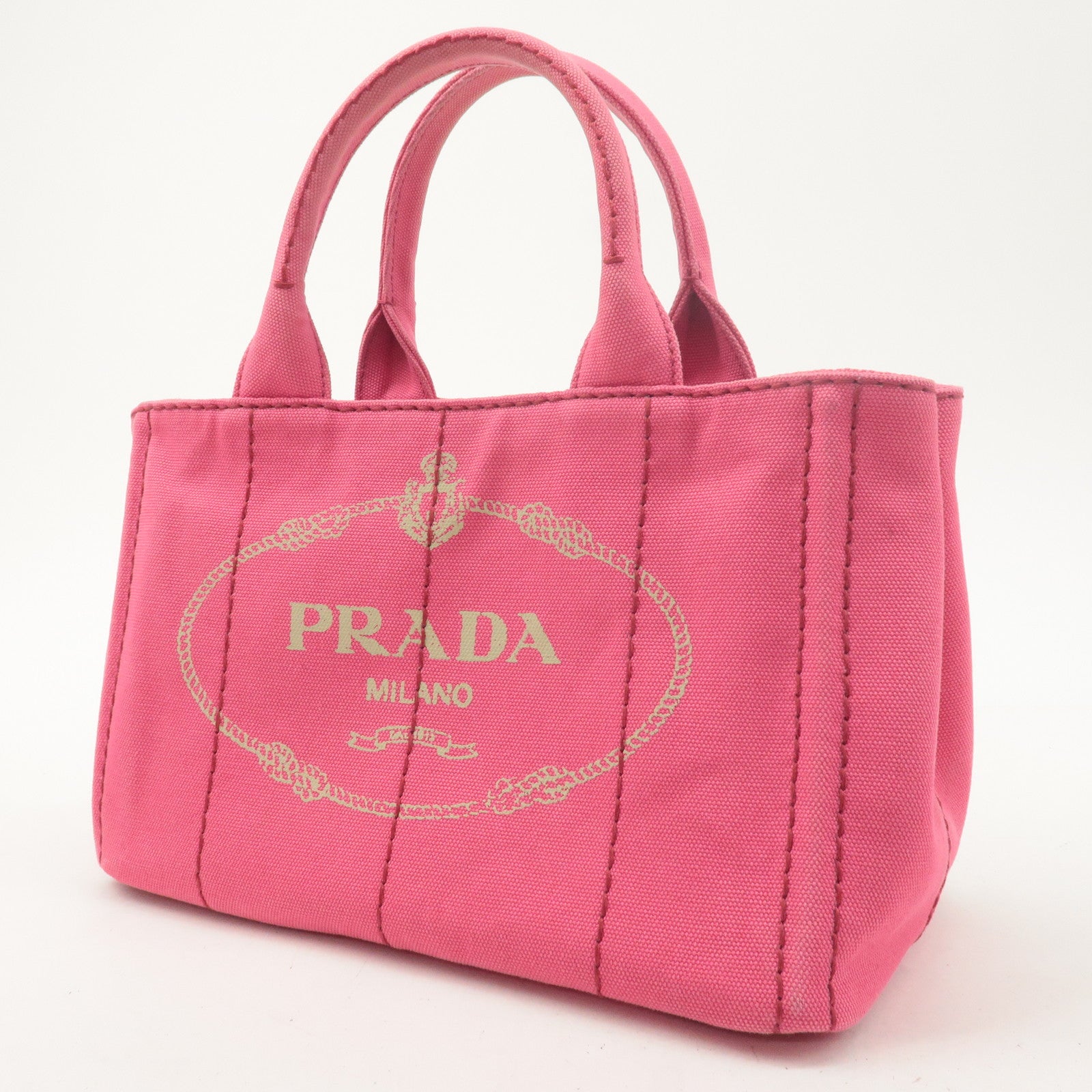 PRADA Logo Canapa Mini Canvas 2Way Shoulder Bag Pink