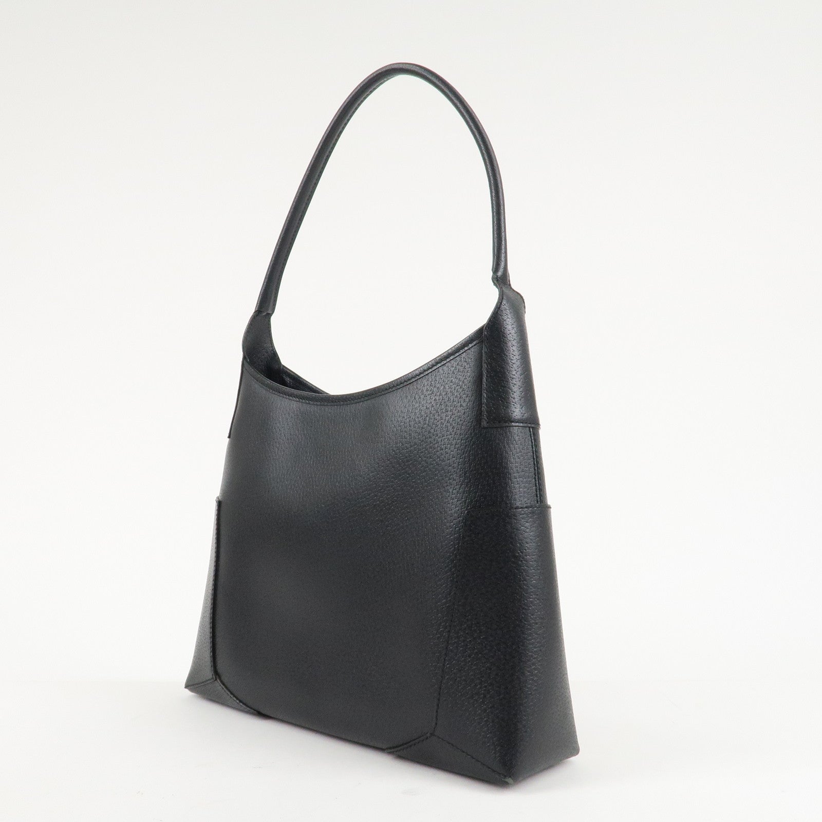 Ferragamo Leather Shoulder bag Hand Bag Black Silver HDW Used