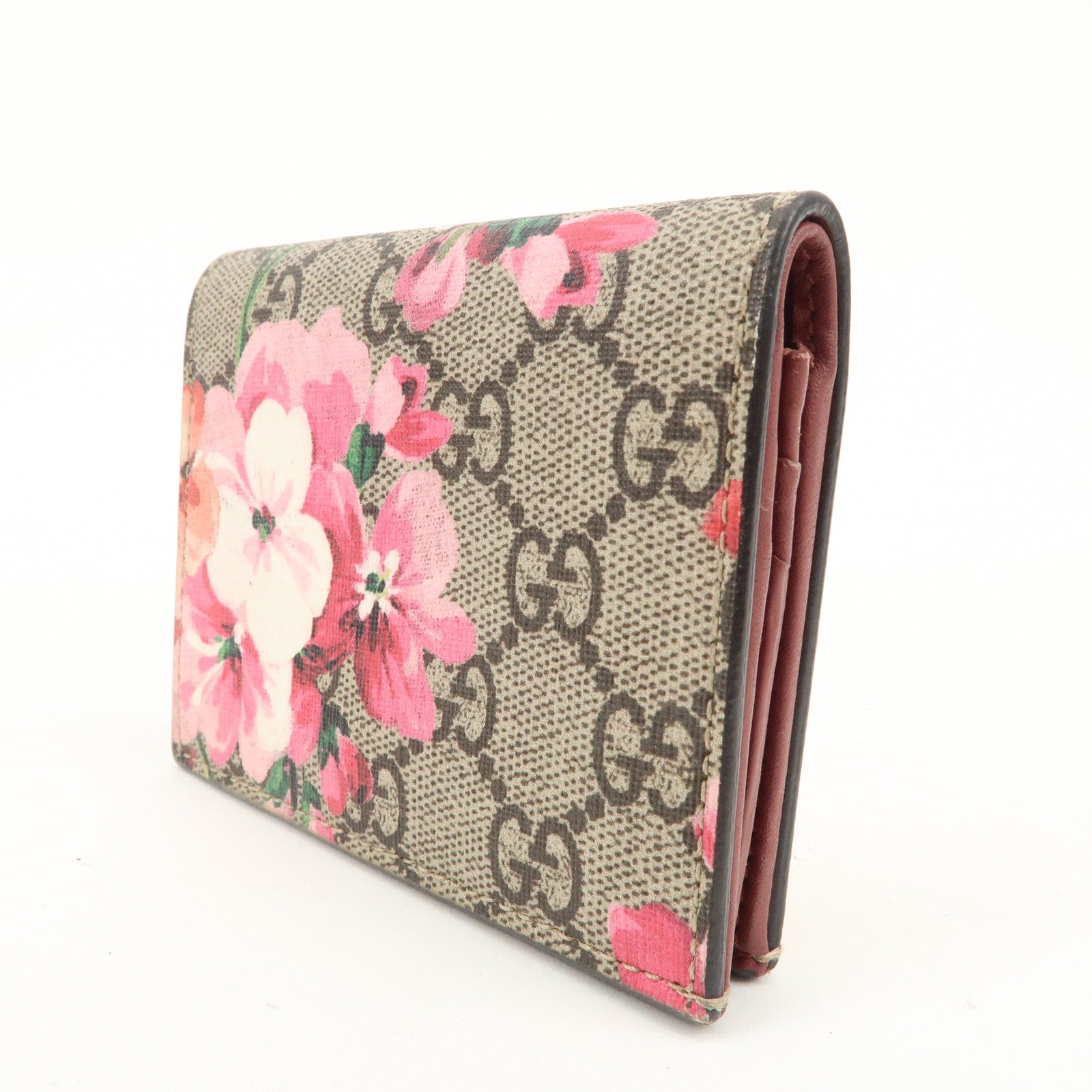 GUCCI GG Blooms GG Supreme Bi-fold Wallet Flowe Print Pink 41088