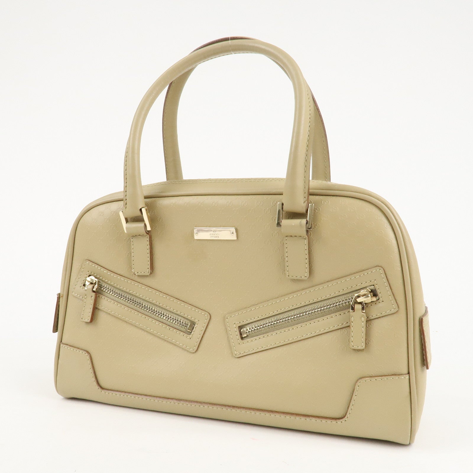 GUCCI Micro Guccissima Leather Hand Bag Beige 000.0852.2123 Used