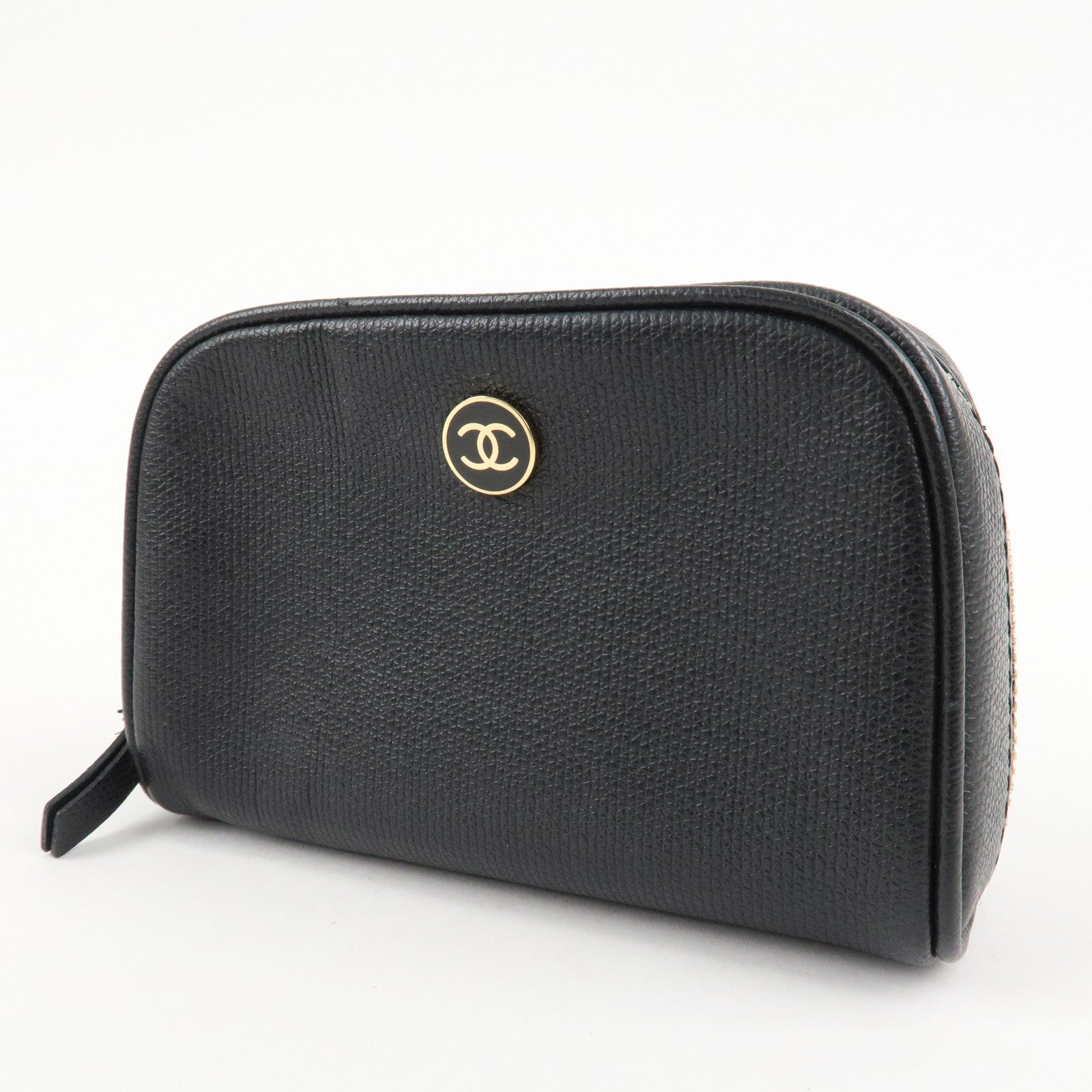 CHANEL COCO Button Leather Cosmetic Pouch Black A20912