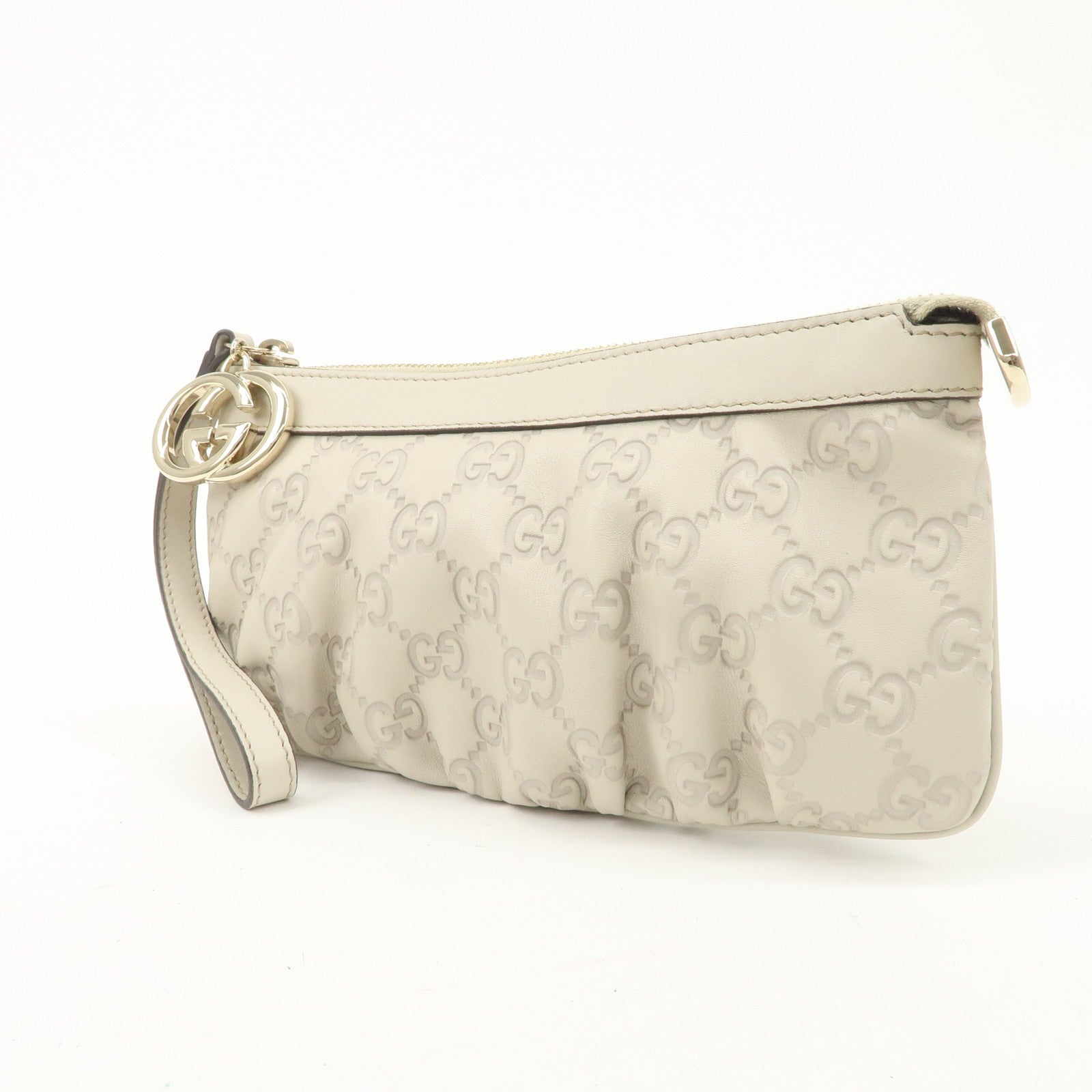 GUCCI Guccissima Guccissima Leather Pouch Ivory 212203