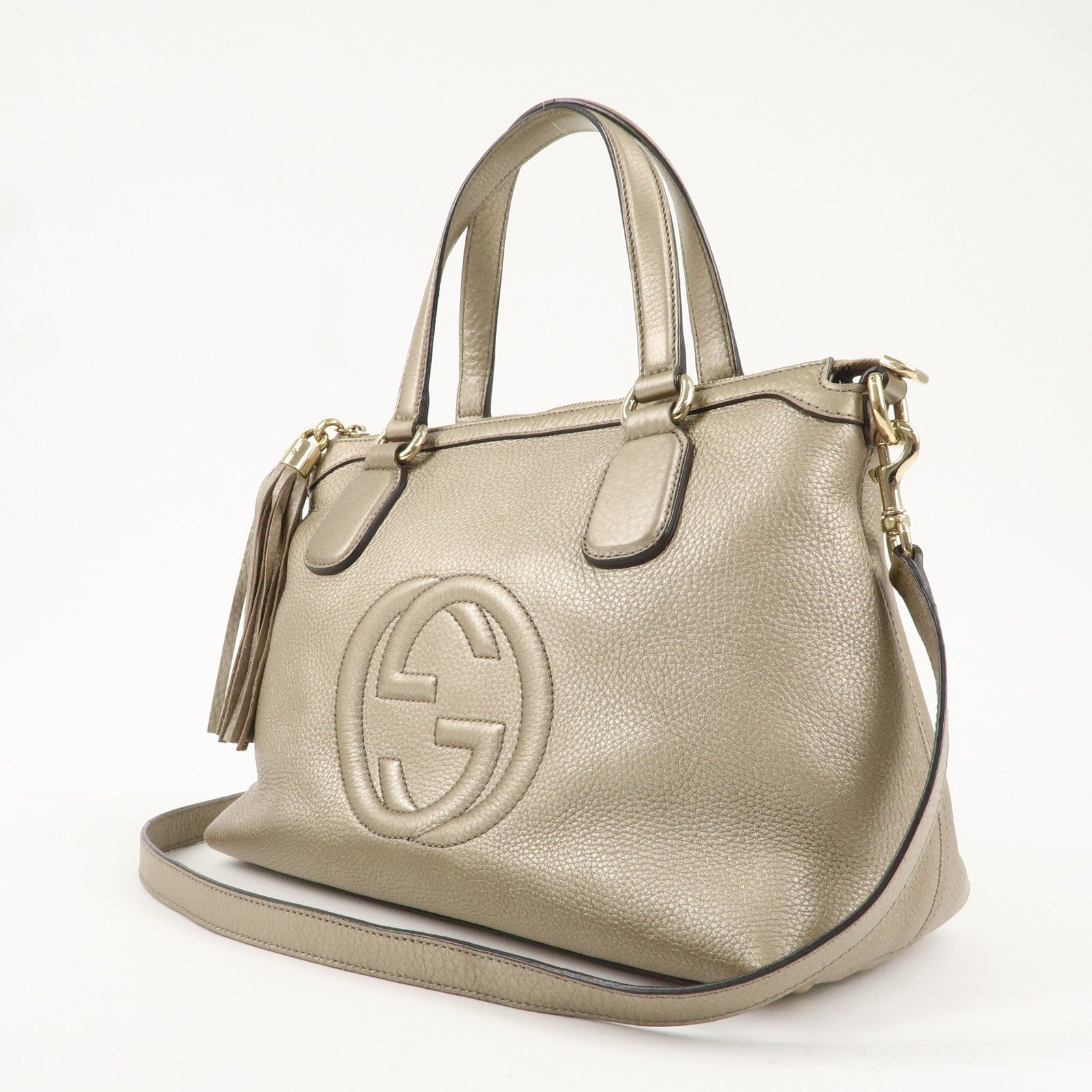 GUCCI SOHO Leather 2Way Bag Shoulder Bag Hand Bag Gold 308362