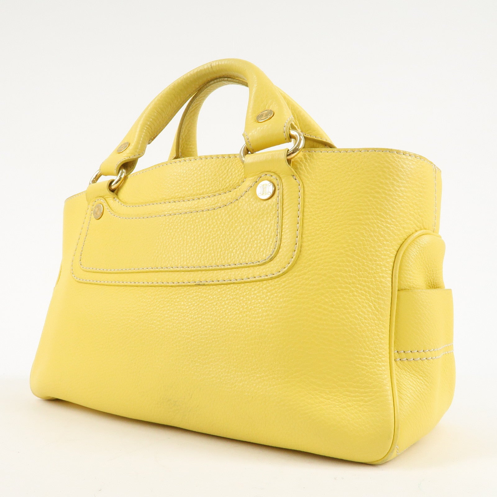 CELINE Leather Boogie Bag Hand Bag Tote Bag Yellow Gold HDW Used