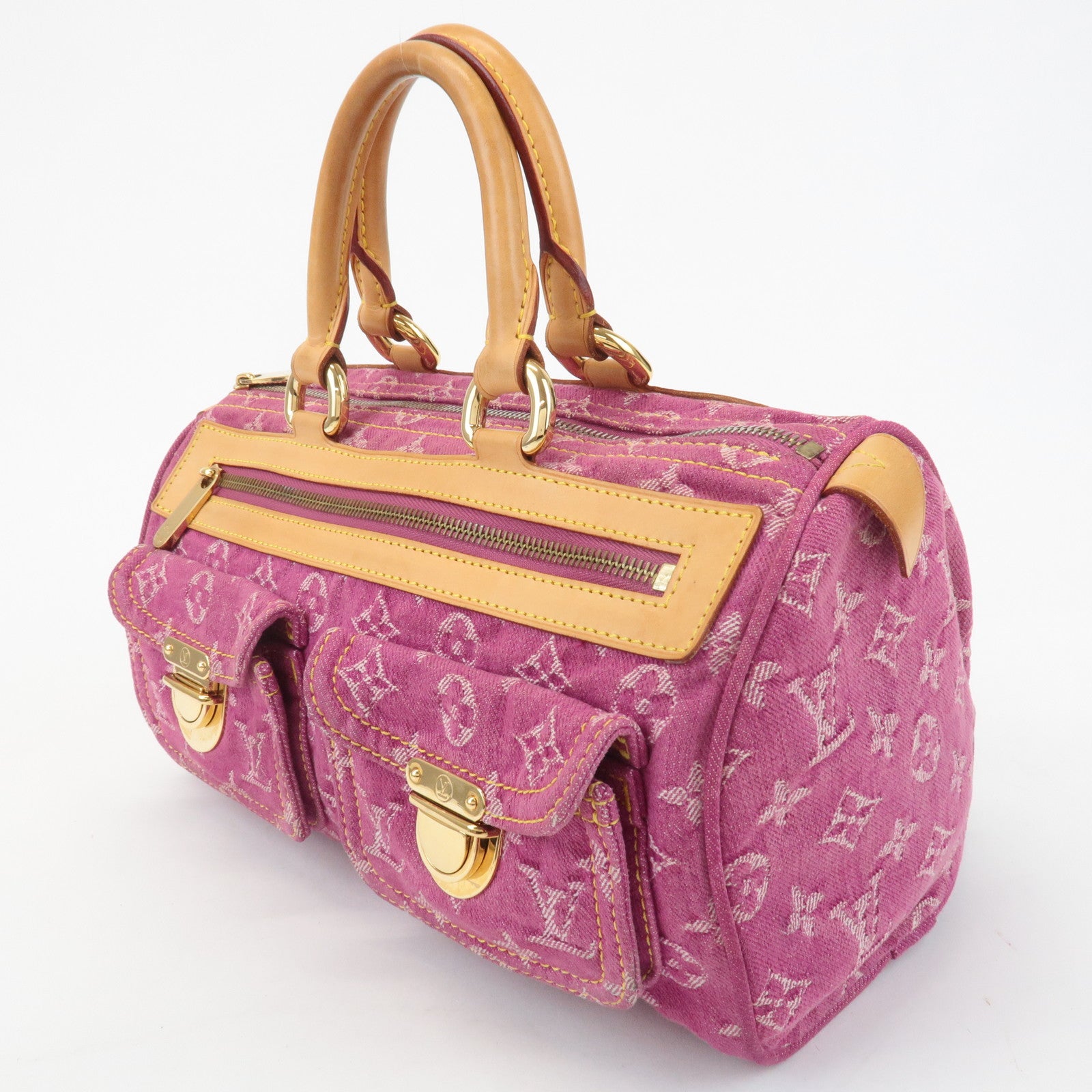 Louis Vuitton Monogram Denim Neo Speedy Boston Bag Pink M95214 Used