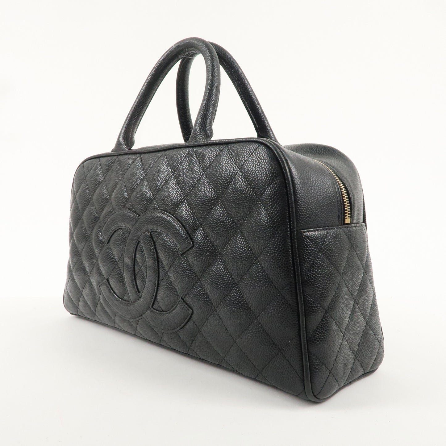 CHANEL Matelasse Caviar Skin Boston Bag Hand Bag Black A20997