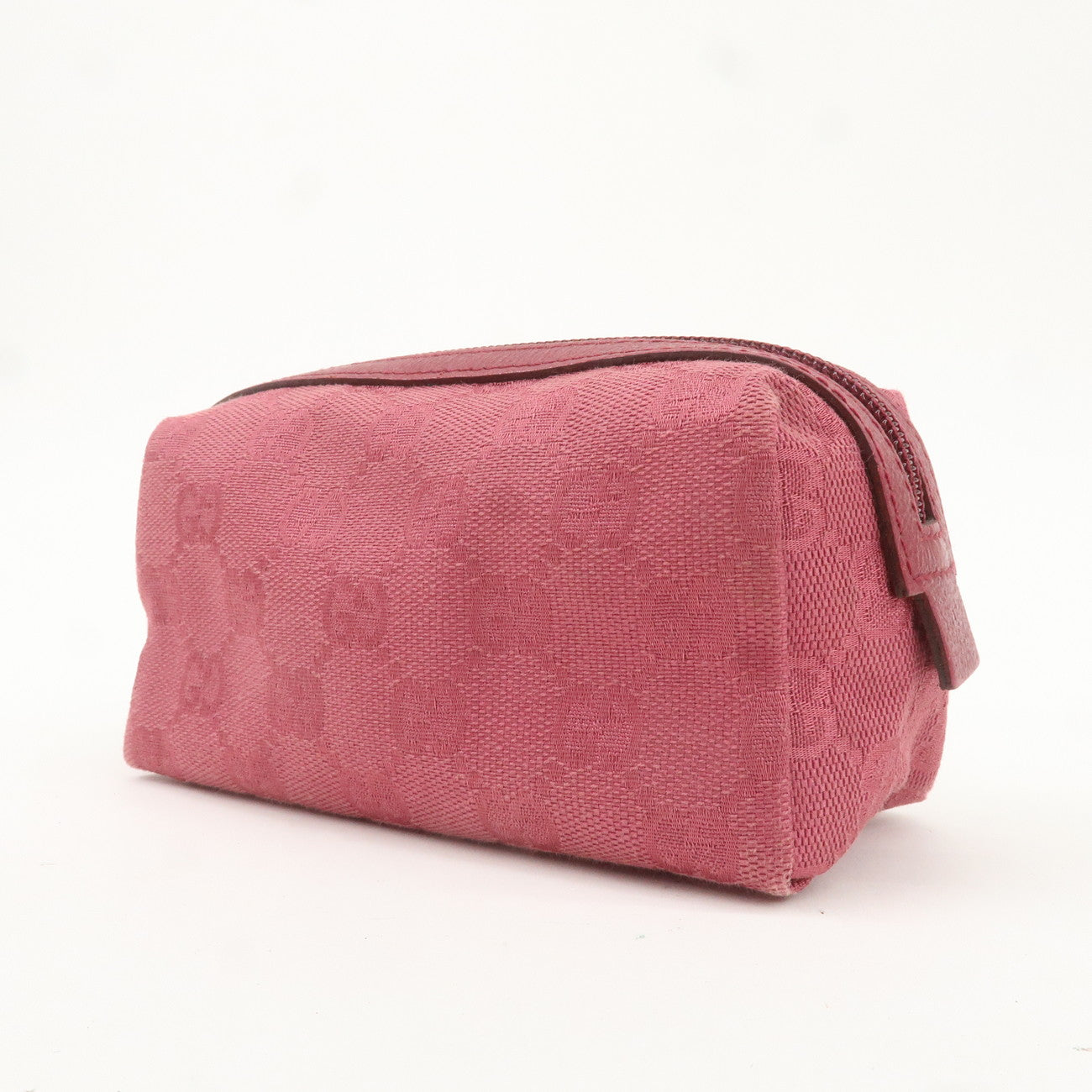 GUCCI GG Canvas Leather Cosmetic Pouch Makeup Case Pink 29596