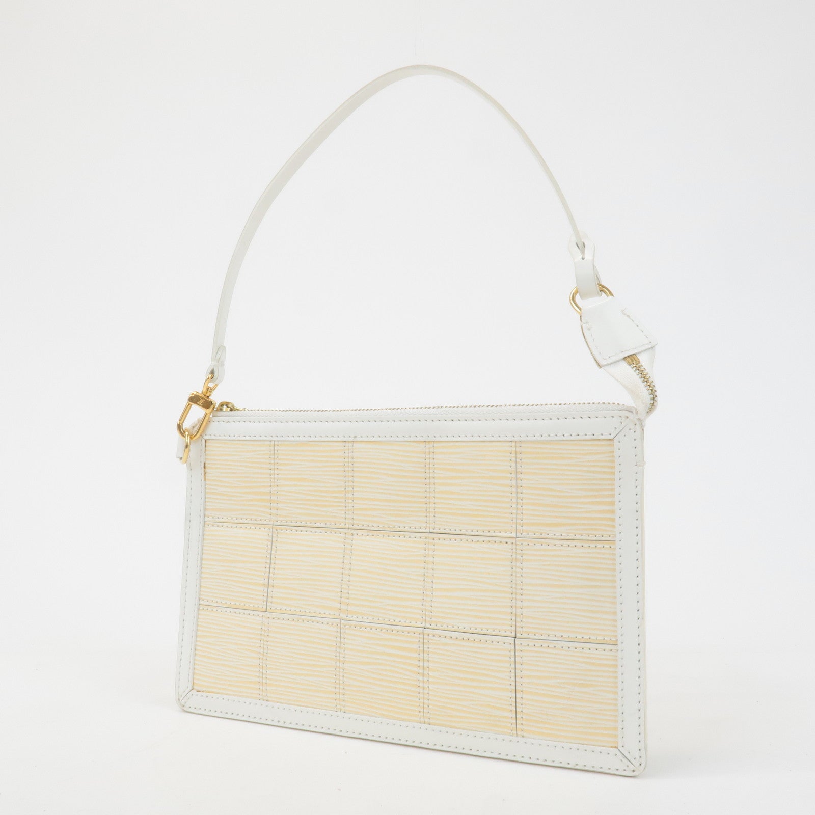 Louis Vuitton Epi Stretch Delmonico Hand Bag White Gold M54603 Used