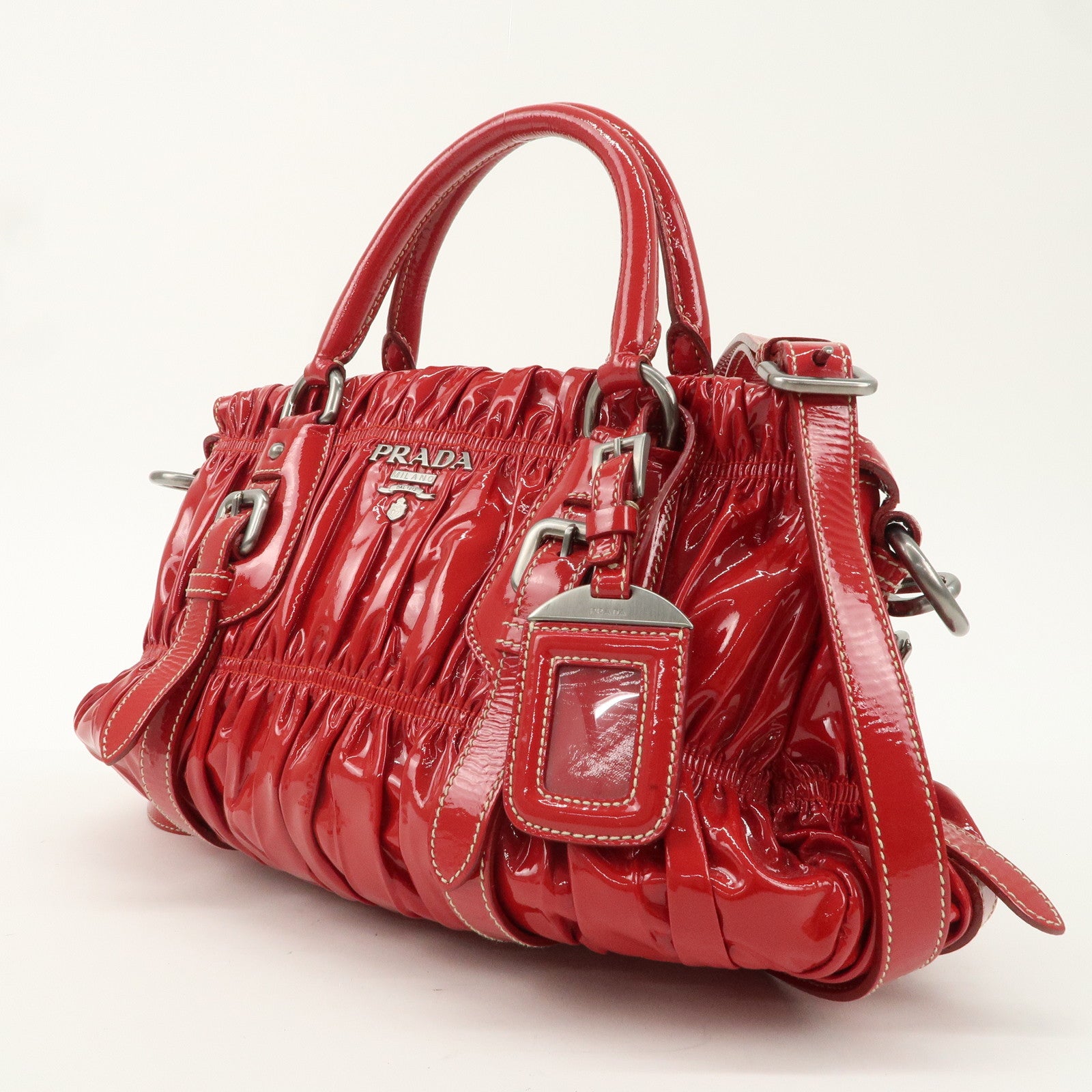 PRADA Patent Leather 2Way Bag Hand Bag Shoulder Bag Red