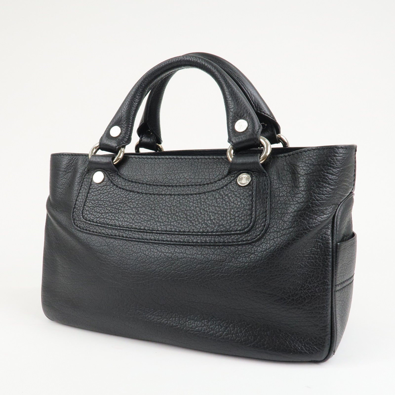 CELINE Macadam Engraved Leather Boogie Bag Hand Bag Black Used