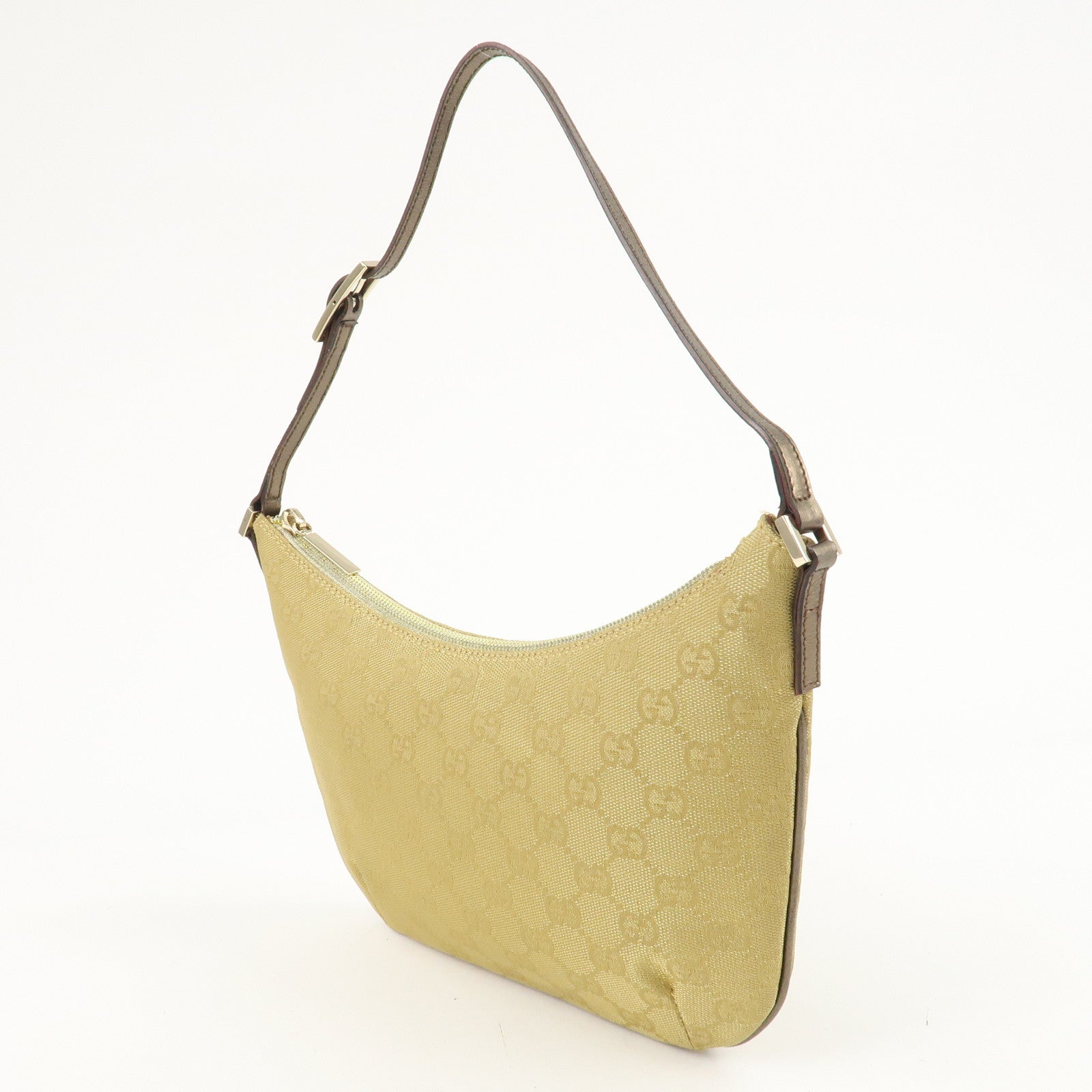 GUCCI GG Canvas Leather Shoulder Bag Hand Bag Gold 005.0813