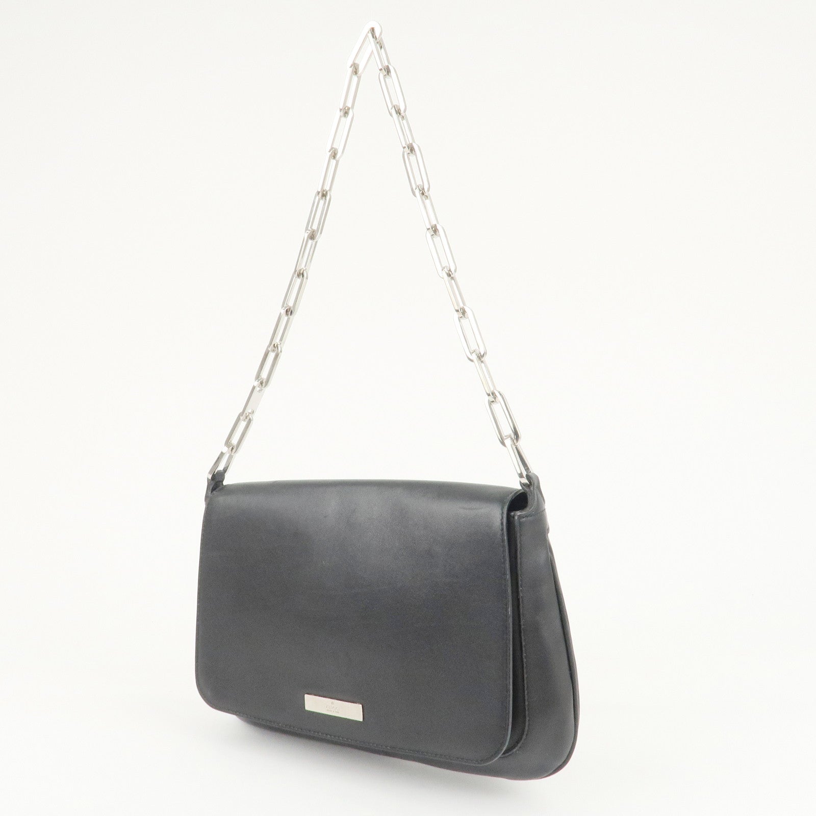 GUCCI Leather One-Shoulder Bag Black 001.3827