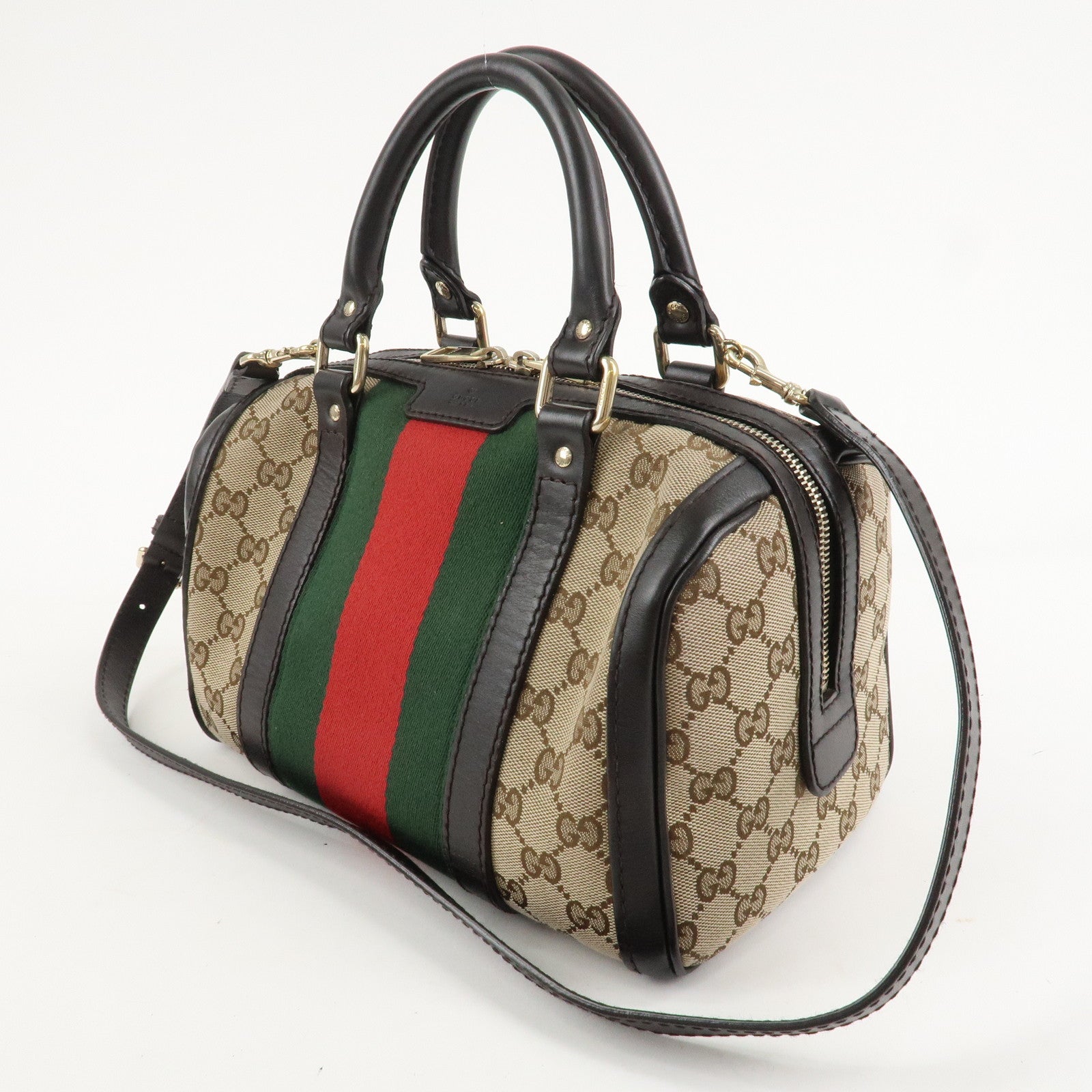 GUCCI Sherry GG Canvas Leather 2Way Mini Boston Bag 269876 Used