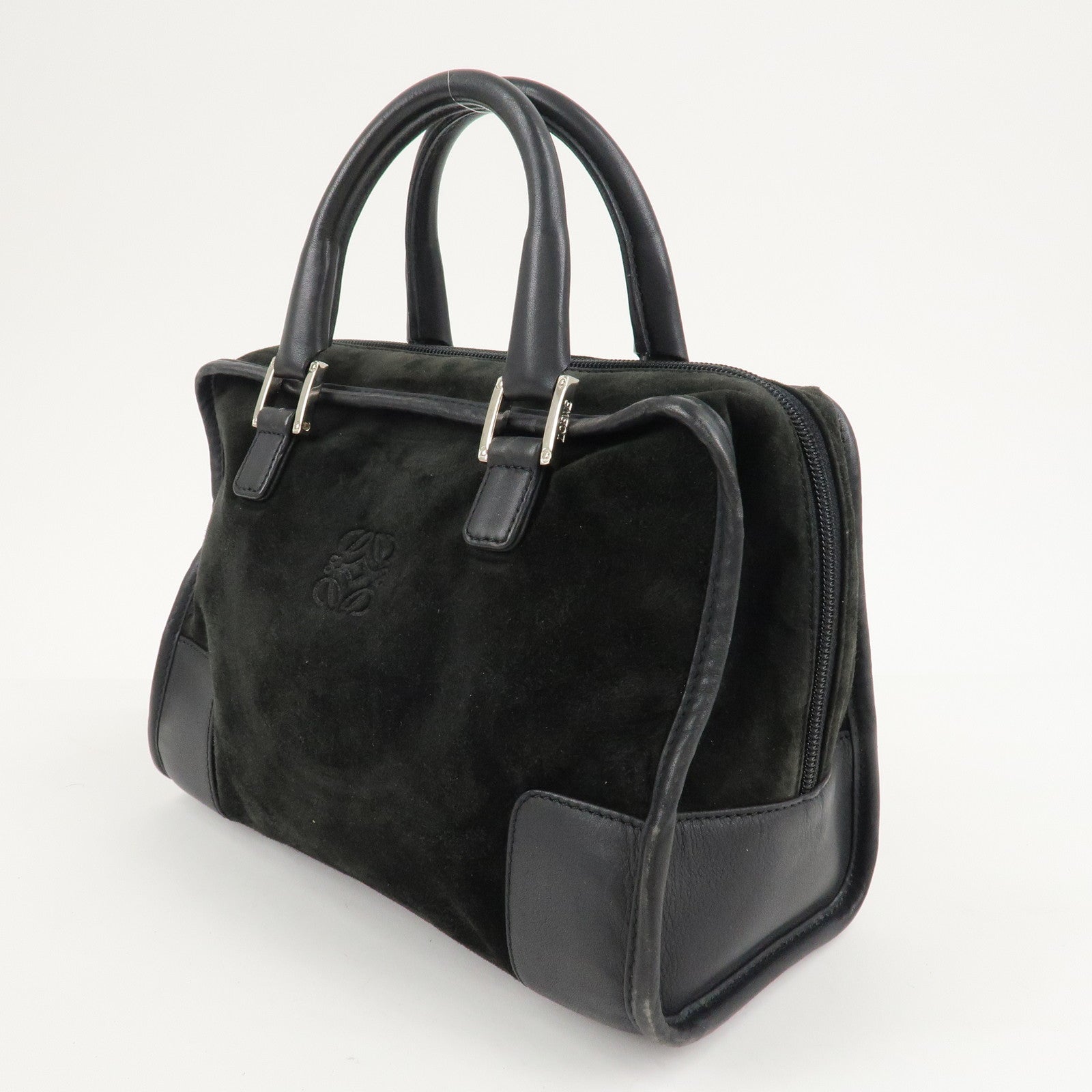 LOEWE Suede Amazona 26 Hand Bag Black