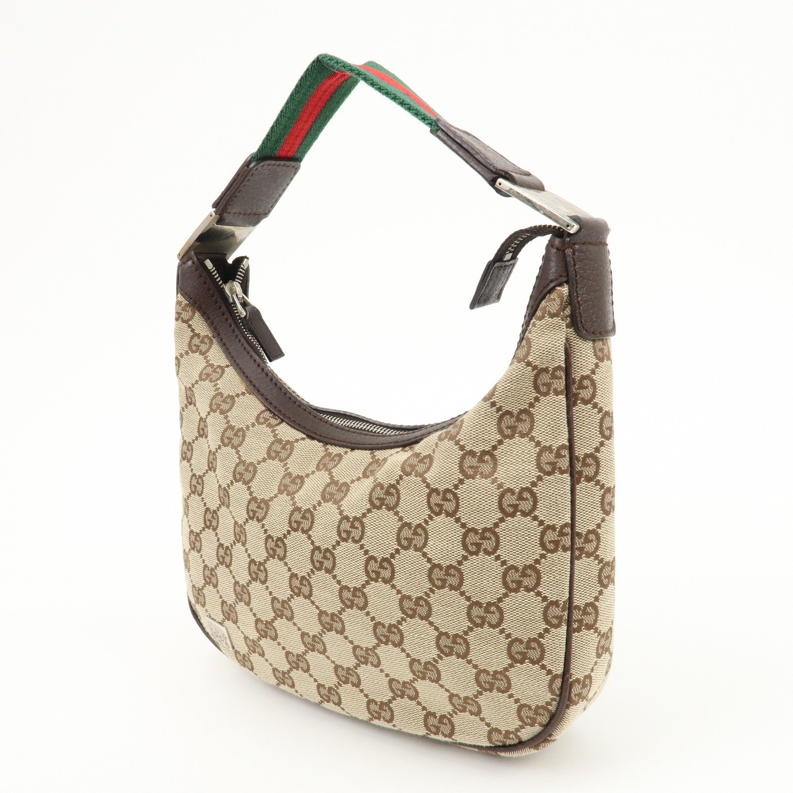 GUCCI Sherry GG Canvas Leather Shoulder Bag Beige Brown 145811