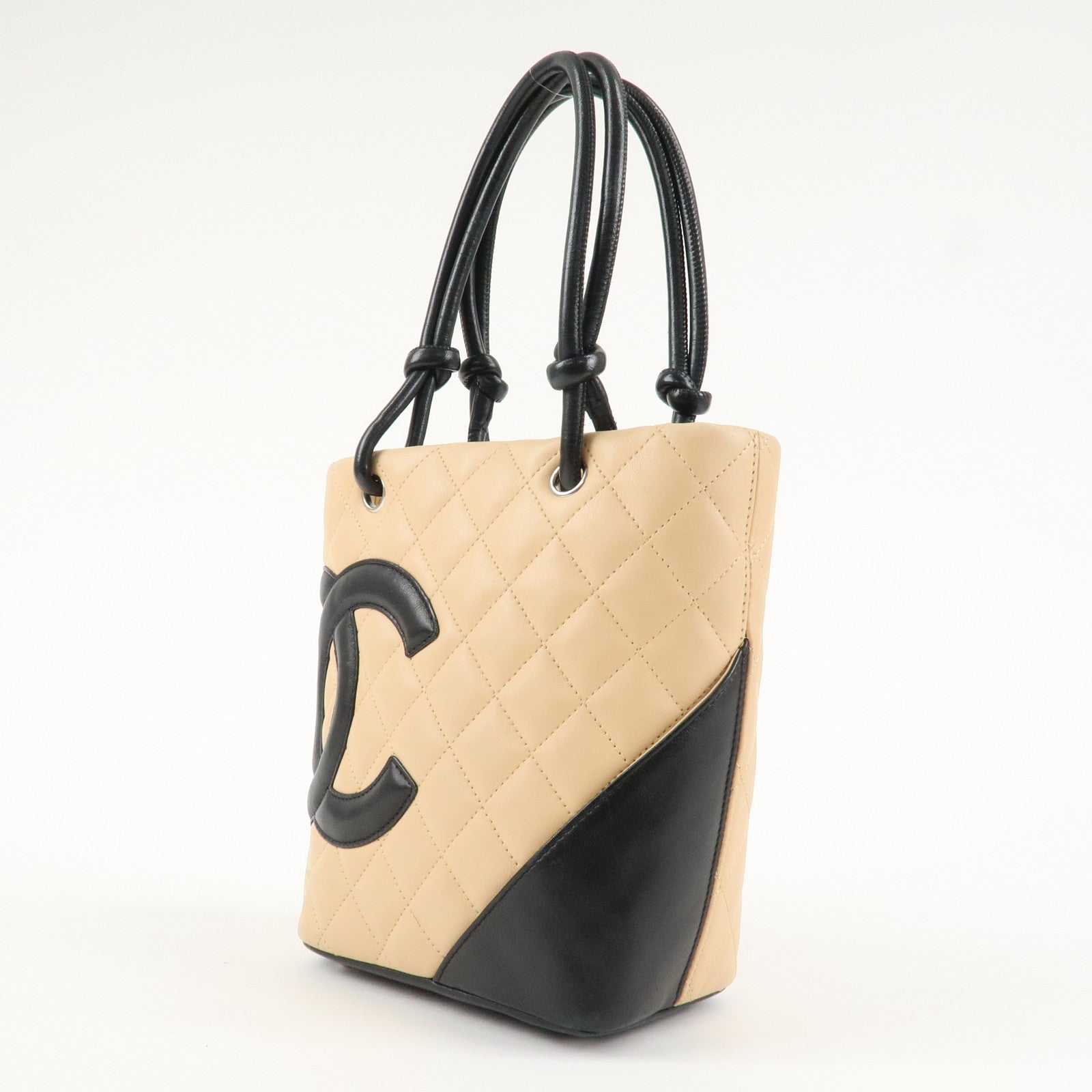 CHANEL COCO Mark Cambon Line Lamb Skin Small Tote Bag A25166 Used