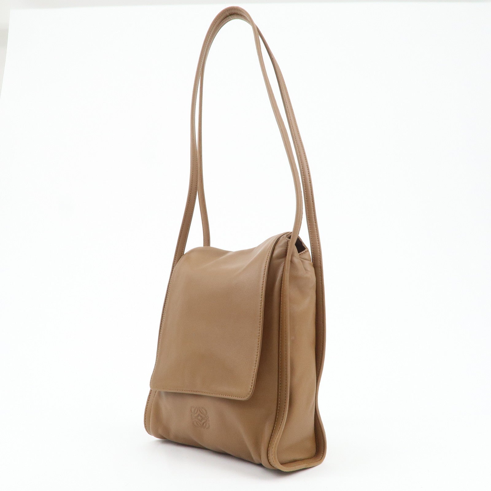 LOEWE Anaglam Leather Shoulder Bag Crossbody Bag Brown