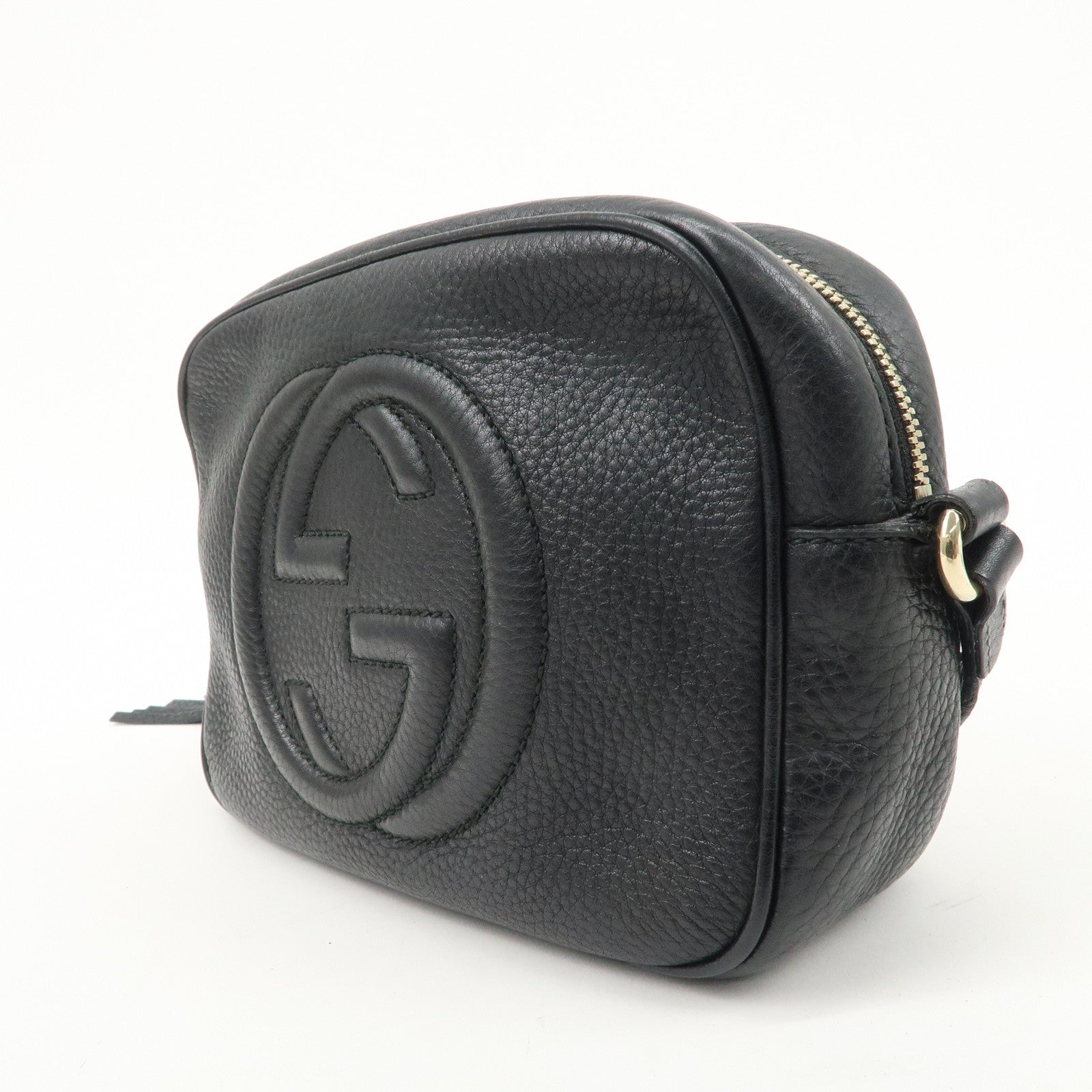 GUCCI SOHO Leather Small Disco Shoulder Bag Black 308364