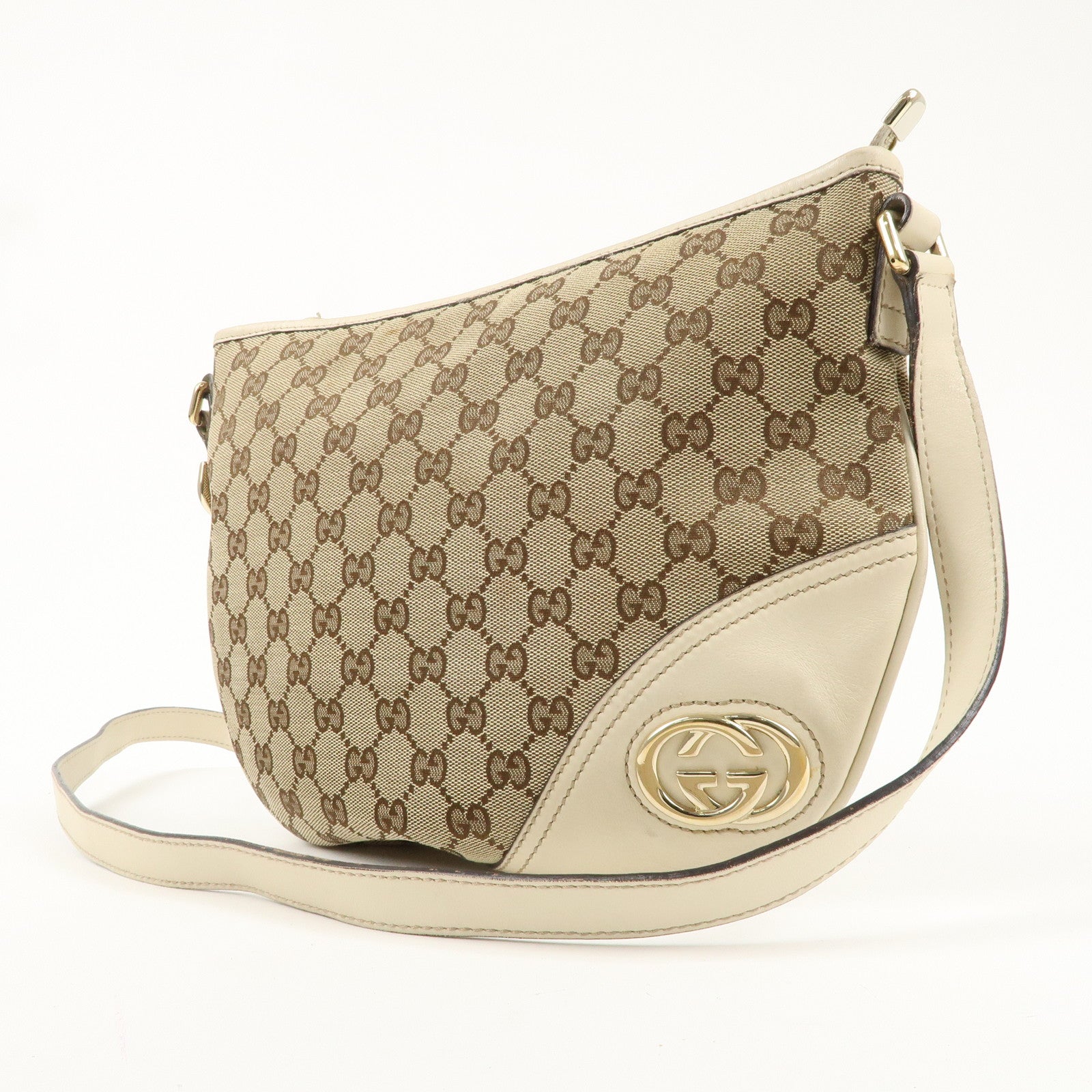 GUCCI Interlocking G Abbey GG Canvas Leather Shoulder Bag 169998