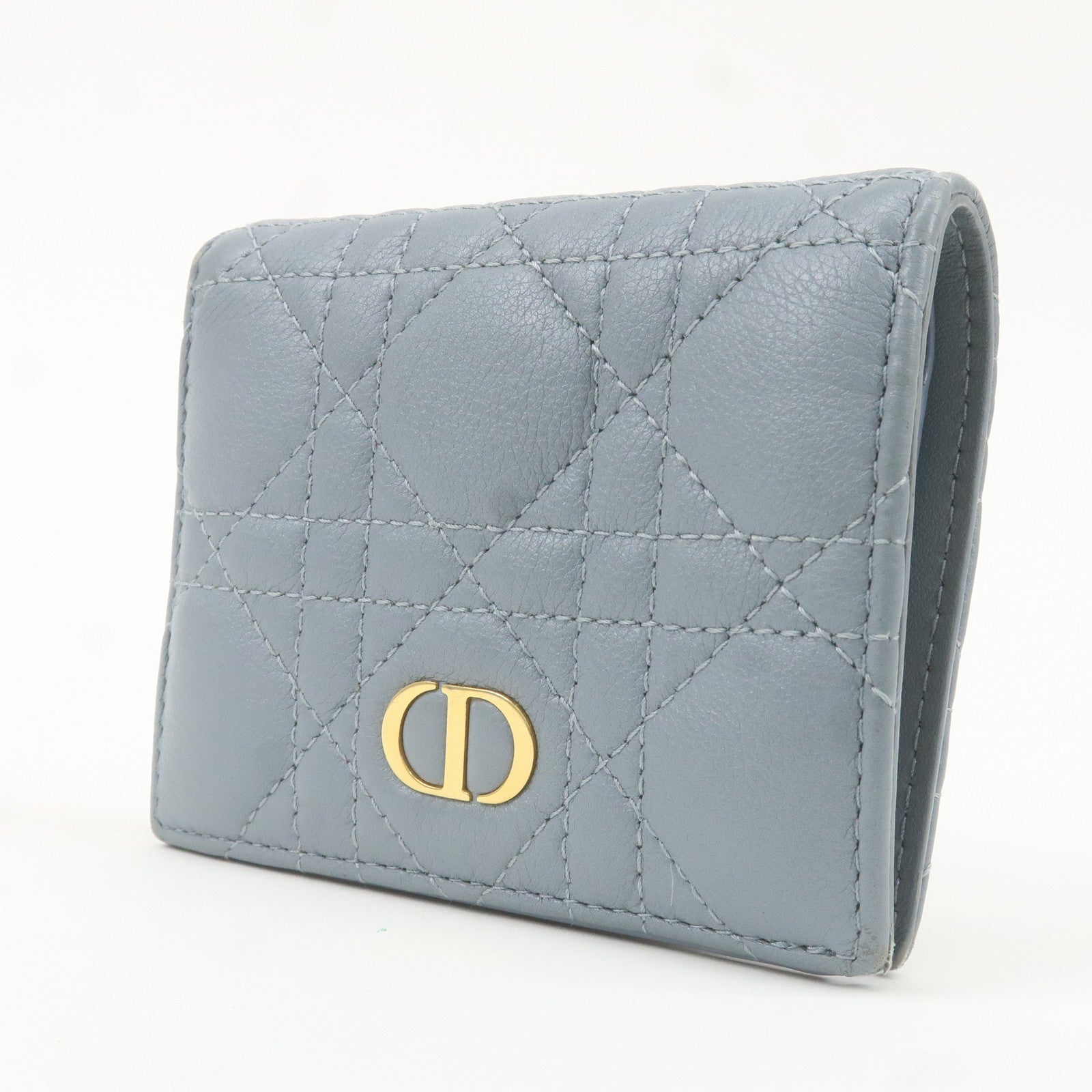 Christian Dior Cannage Calf Skin Leather Caro Compact Wallet