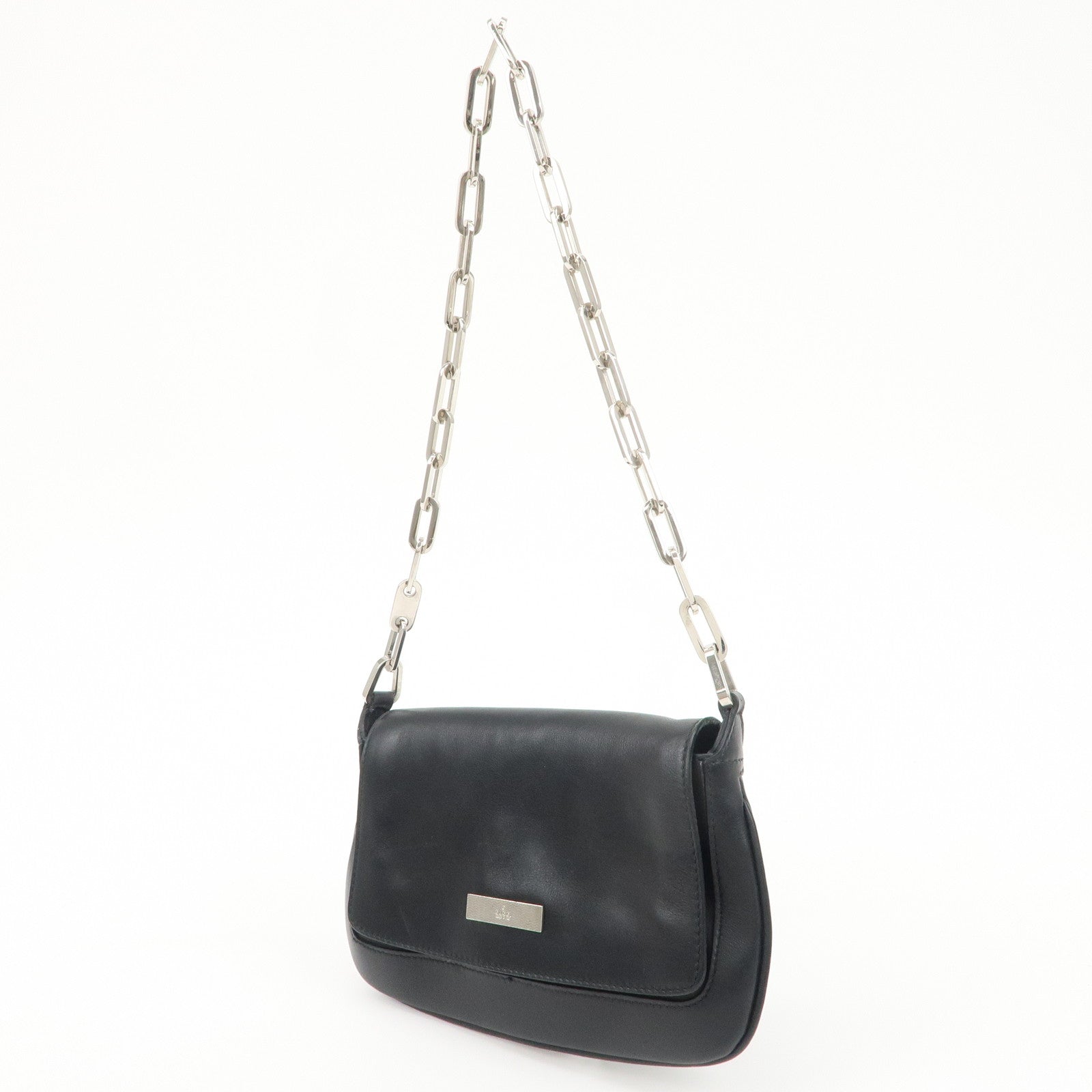 GUCCI Leather Chain Shoulder Bag 007.2033.1705 Black