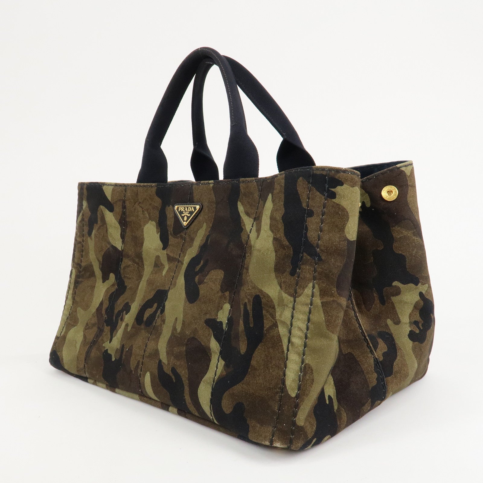 PRADA Logo Canapa Canvas Large Tote Bag Camouflage BN2020