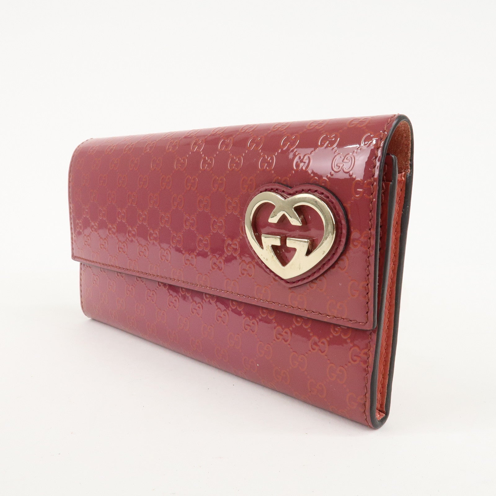 GUCCI Lovely Heart Patent Leather Bi-fold Long Wallet 251861