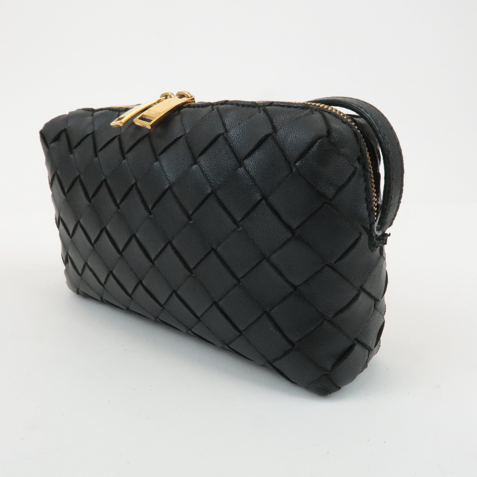 BOTTEGA VENETA Intrecciato Leather Shoulder Bag Black