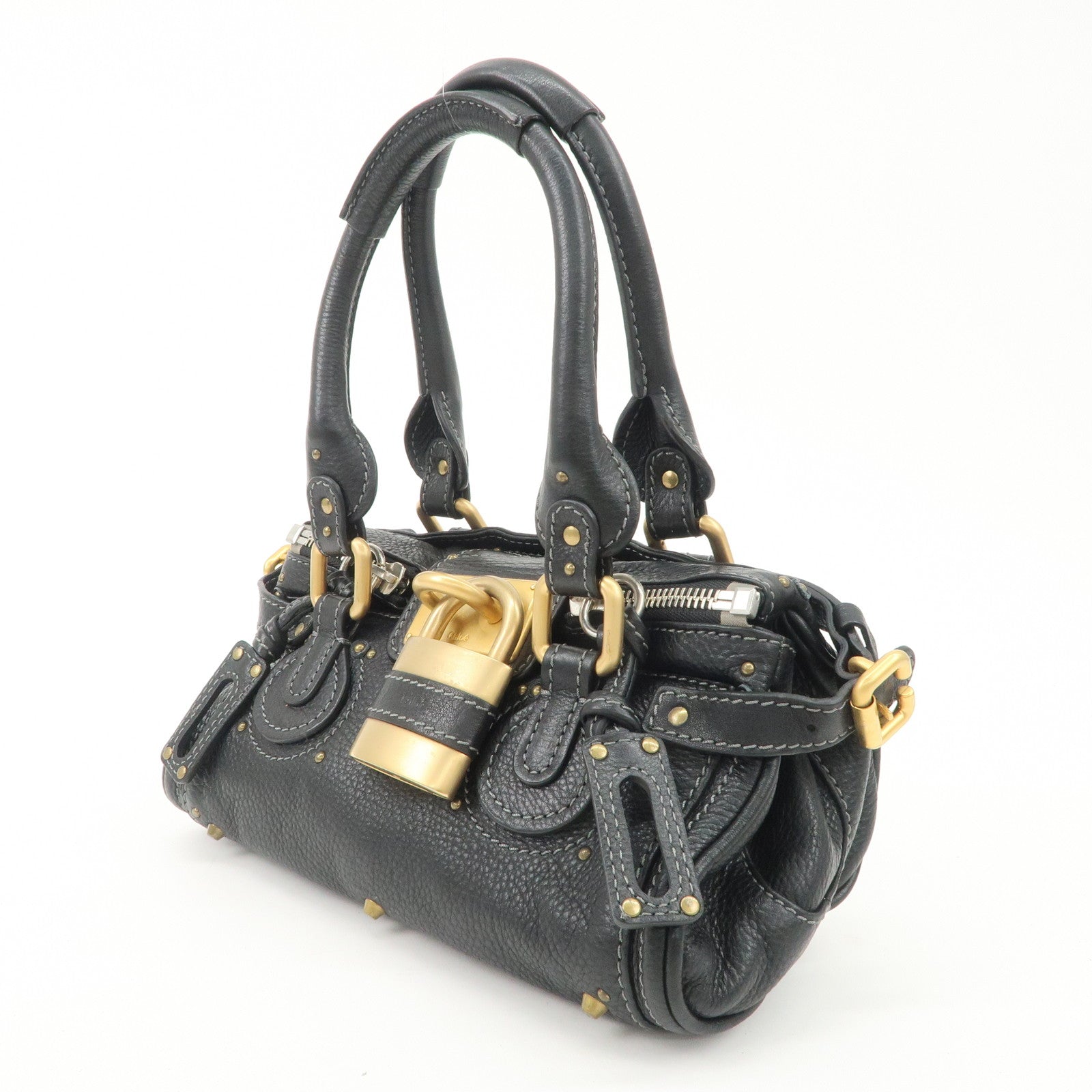 Chloe Paddington Leather Mini Hand Bag Black Used