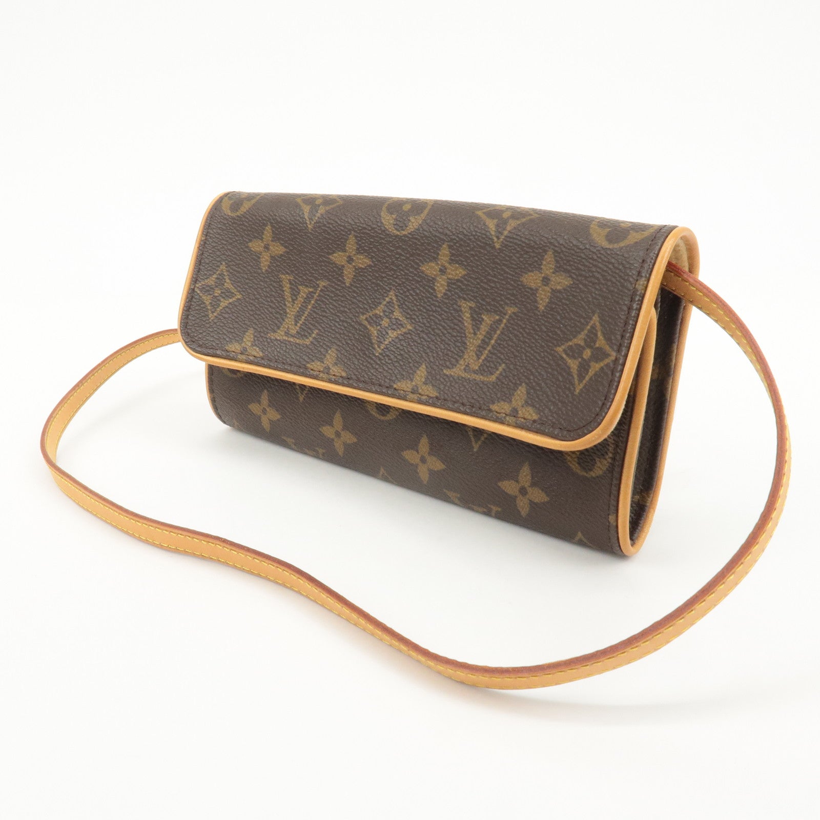 Louis Vuitton Monogram Pochette Twin PM 2Way Bag Brown M51854 Used