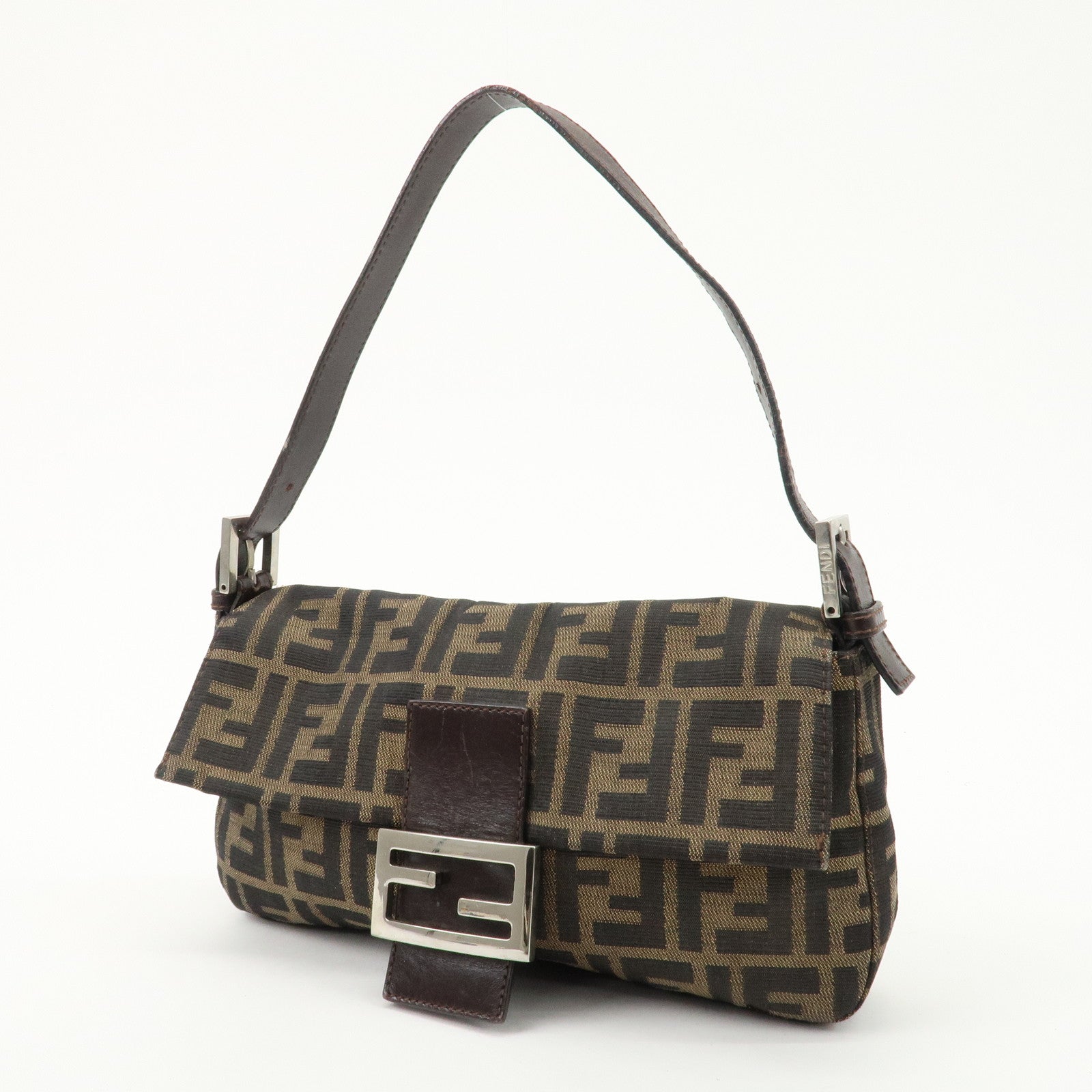 FENDI Zucca Mamma Baguette Canvas Shoulder Bag Brown 26424