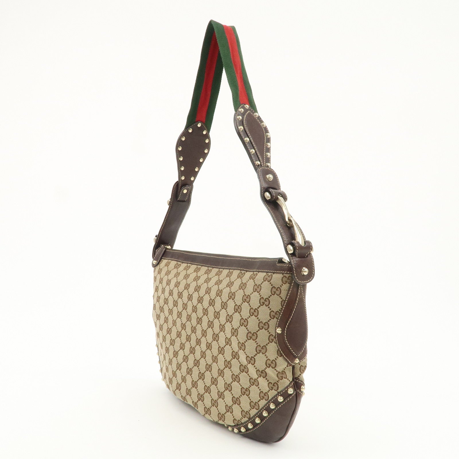 GUCCI Sherry GG Canvas Leather Studded Shoulder Bag 153691 Used