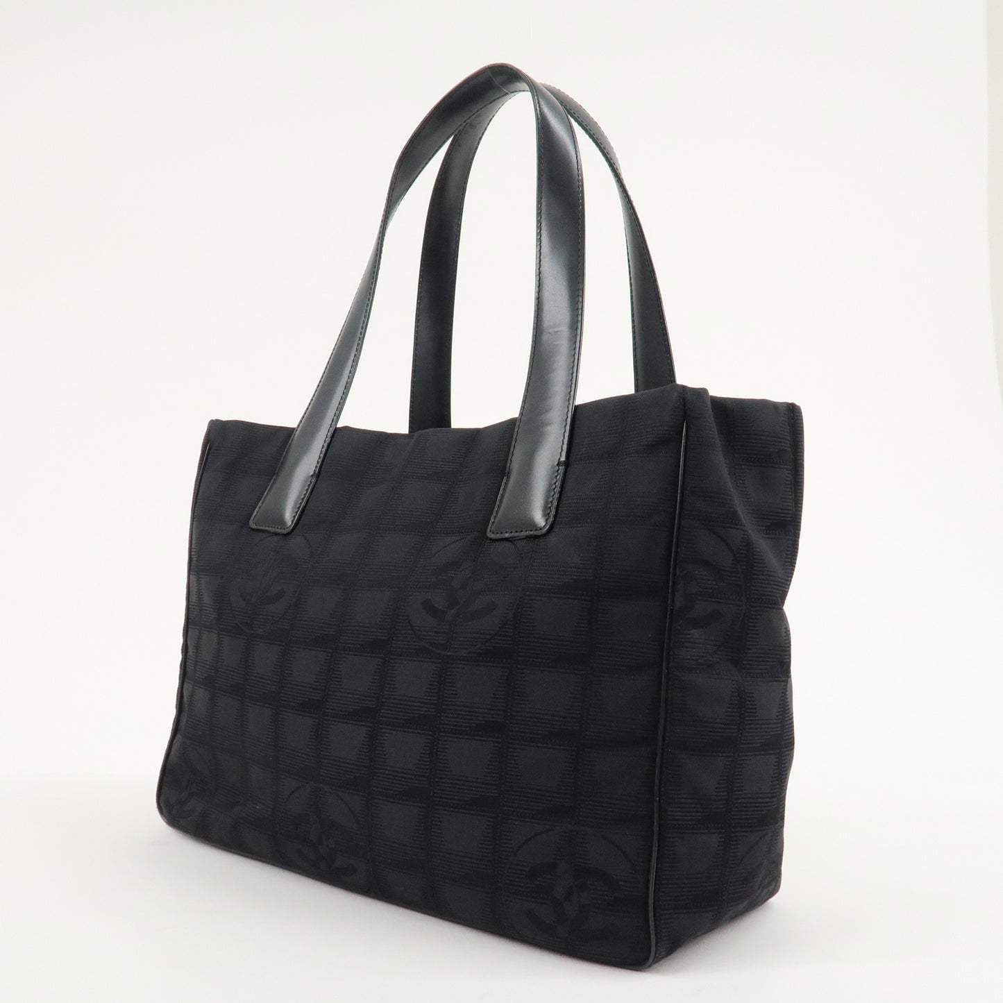 CHANEL Travel Line Nylon Jacquard Tote PM Tote Bag Black A20457