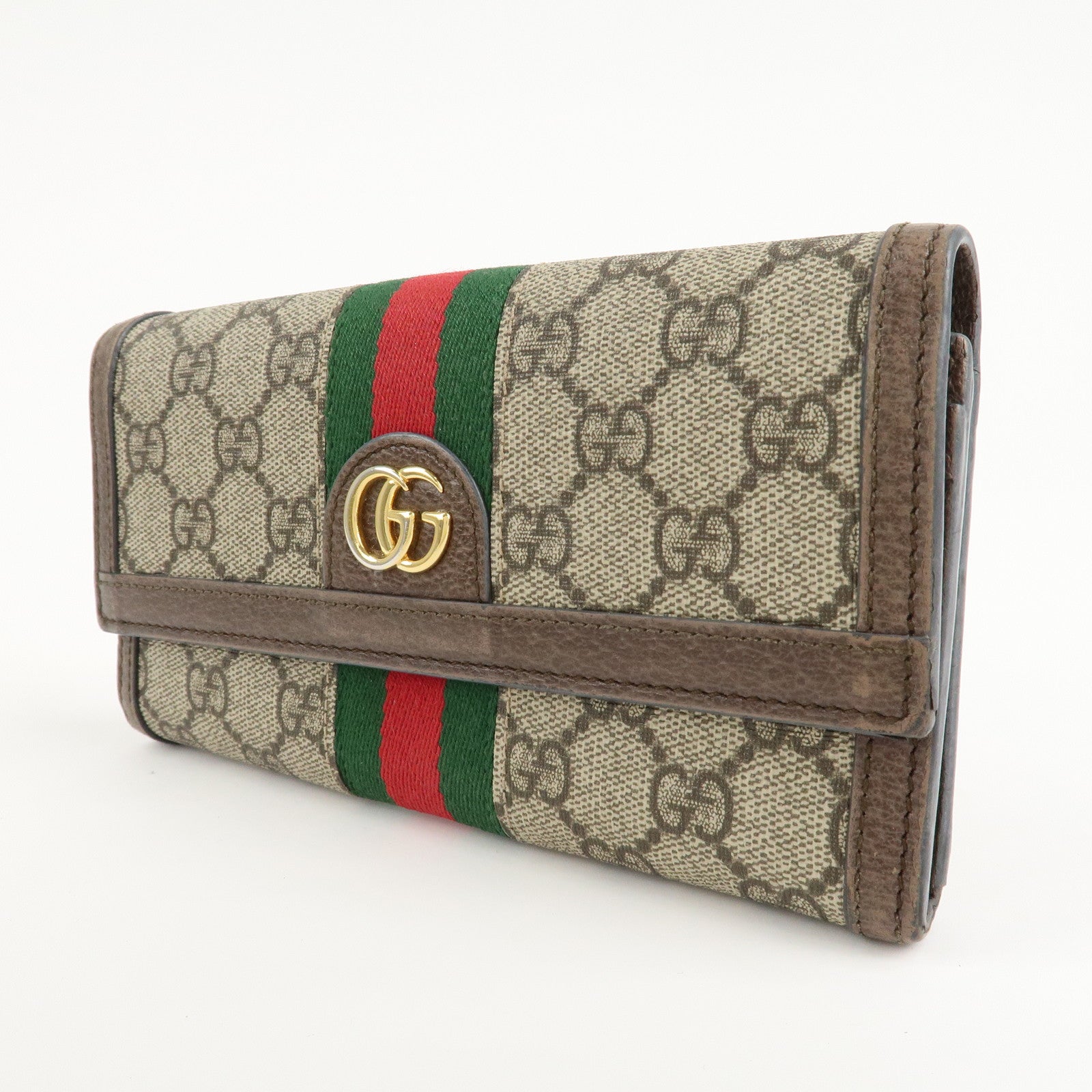 GUCCI Ophidia Sherry GG Supreme Leather Bifold Long Wallet 523153