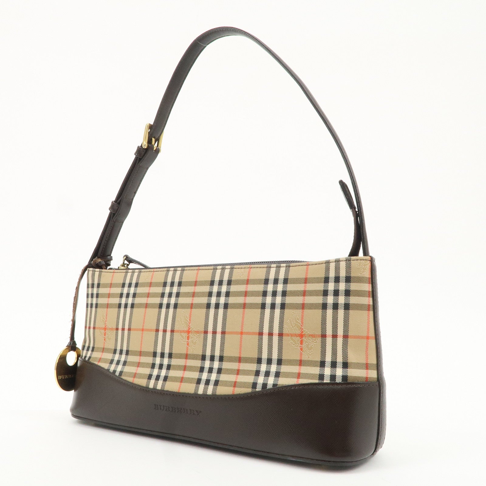 BURBERRY Canvas Leather Nova Plaid Shoulder Bag Hand Bag