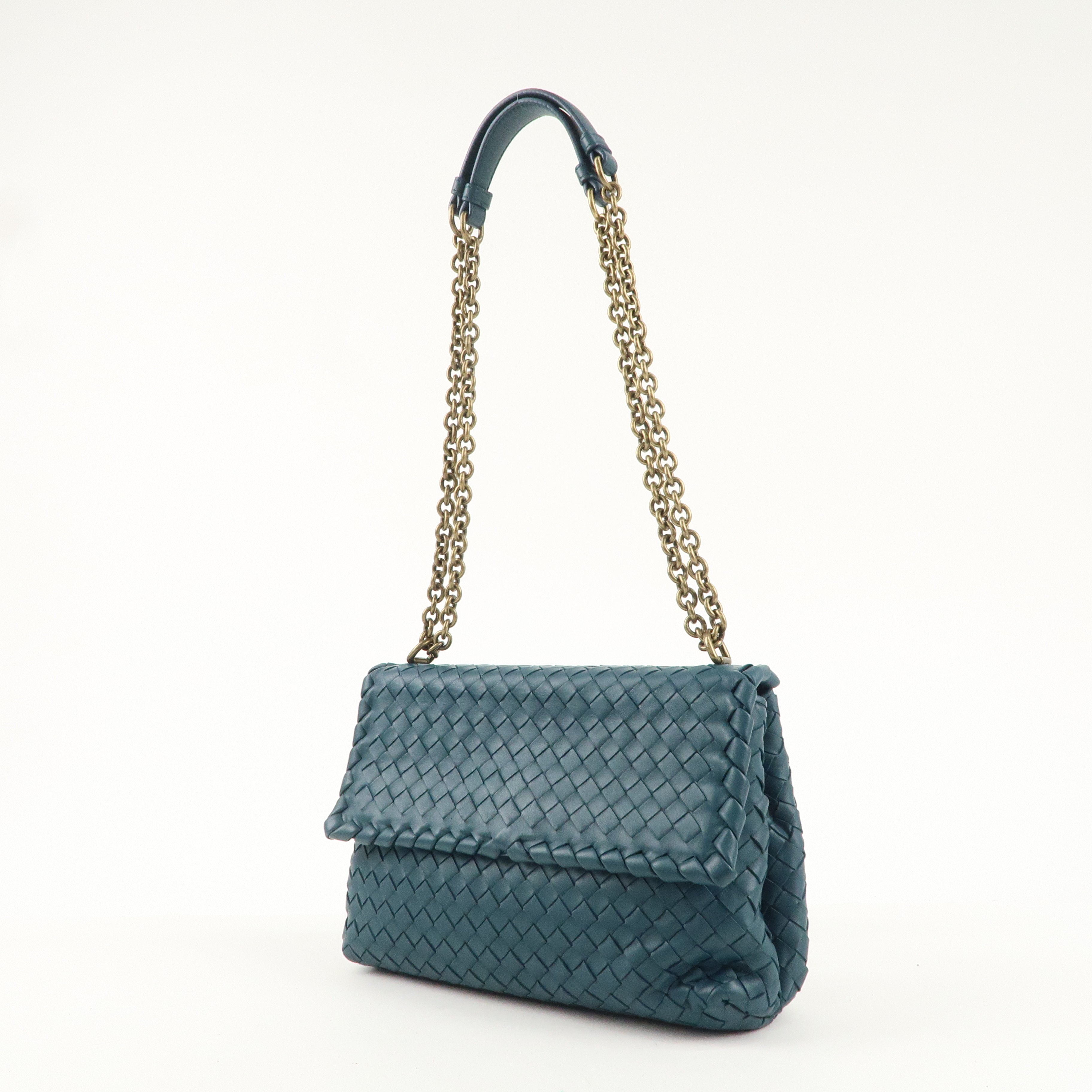 BOTTEGA VENETA Intrecciato Leather Chain Shoulder Bag Green