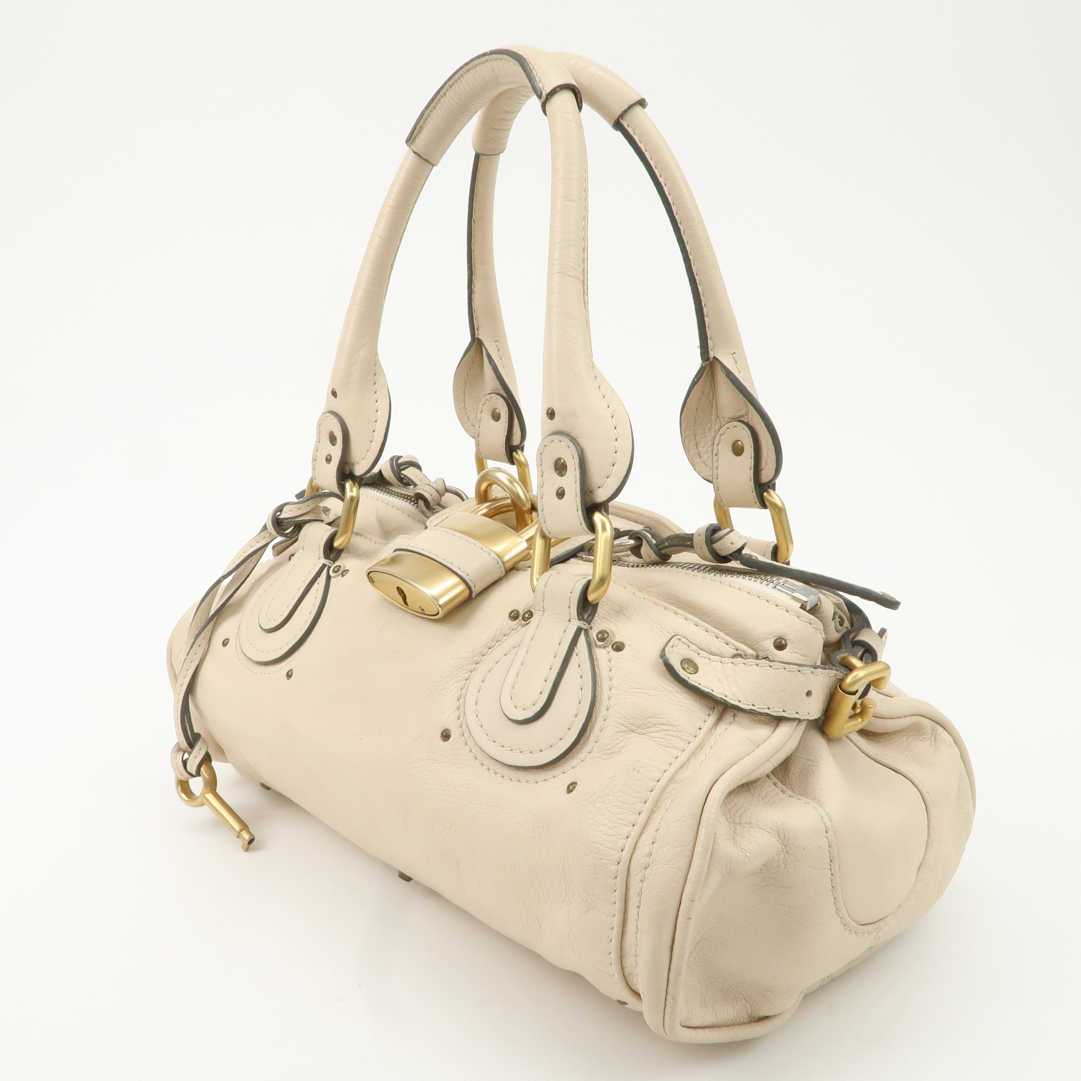 Chloe Paddington Leather Shoulder Bag Hand Bag Ivory