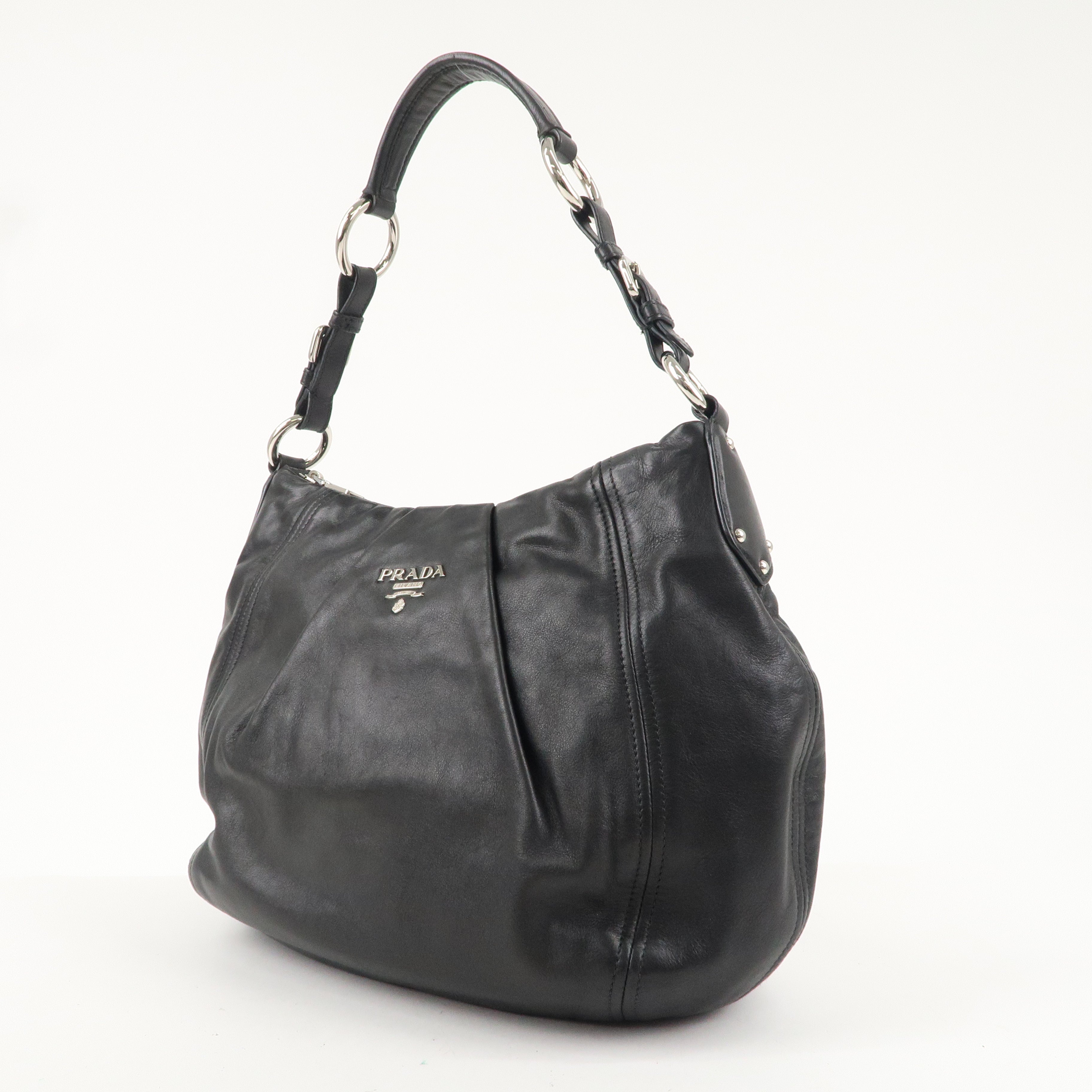 PRADA Leather One Shoulder Bag NERO Black BR4519