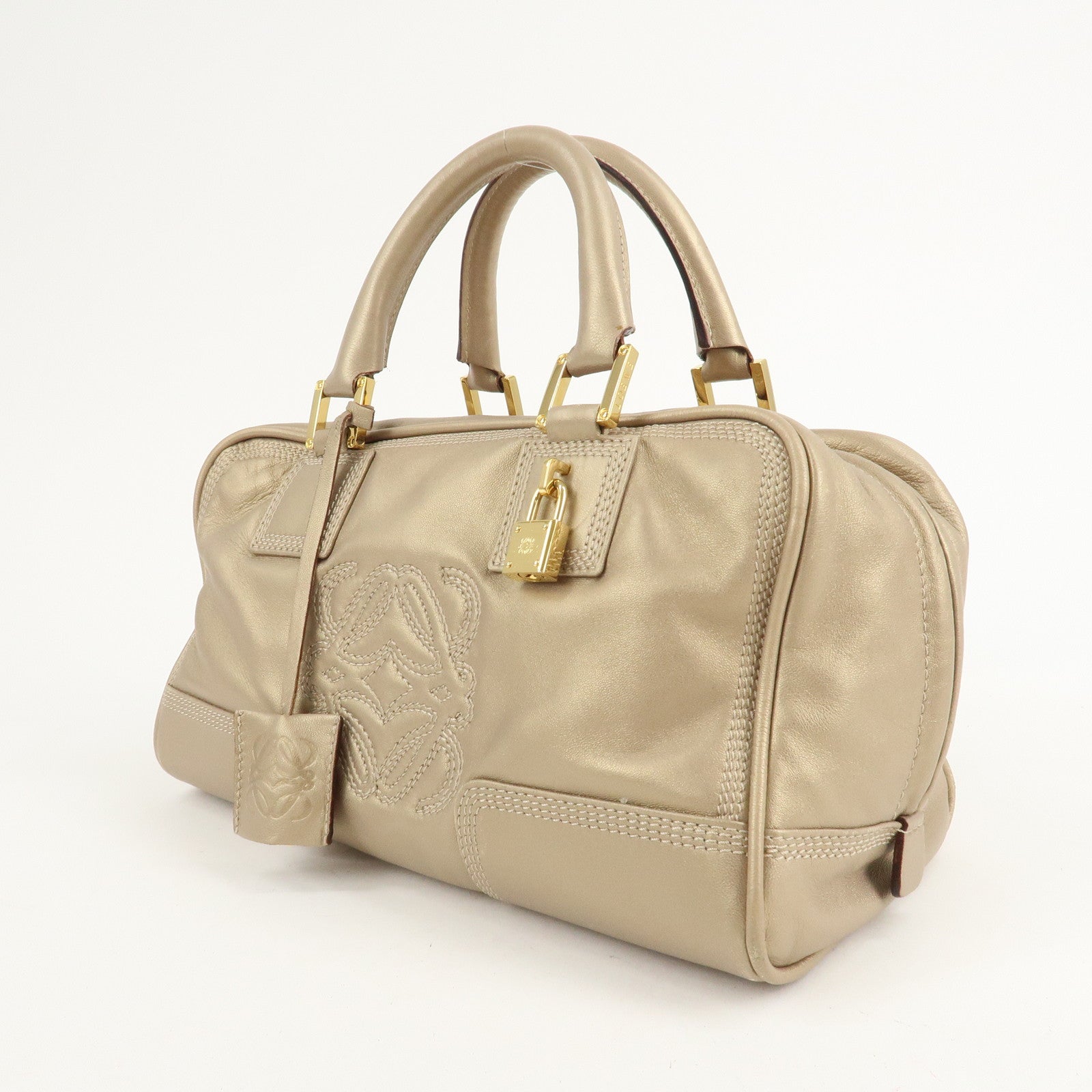 LOEWE Anagram Nappa Leather Amazona 28 Hand Bag Gold