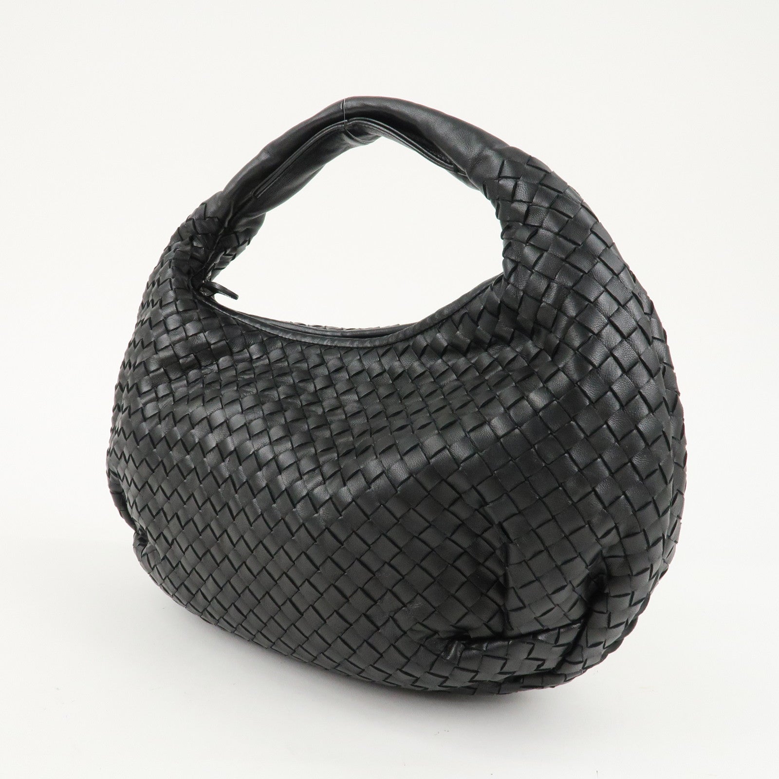 BOTTEGA VENETA Hobo Intrecciato Leather Shoulder Bag Black 232499 Used