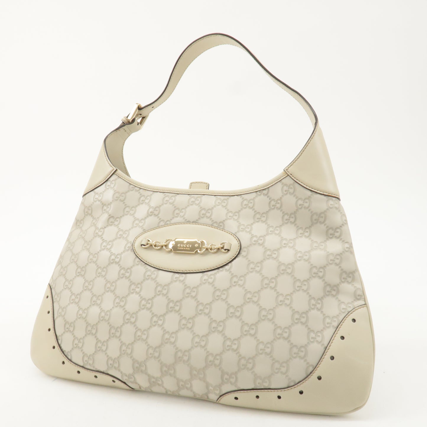 GUCCI Guccissima Leather Shoulder Bag Hand Bag Ivory 145781
