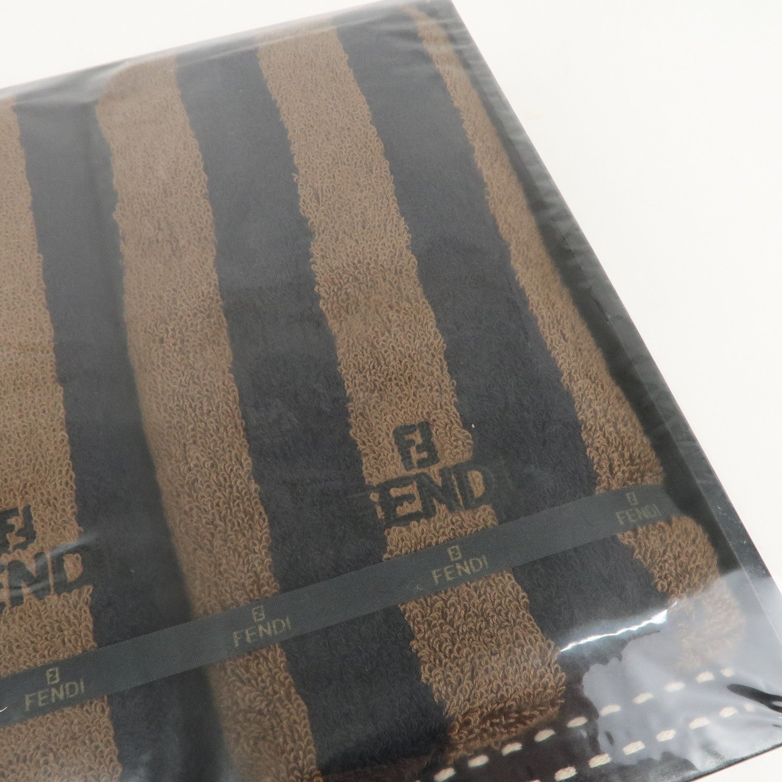 FENDI Pequin Set of 3 100% Cotton Towel Striped Brown Black