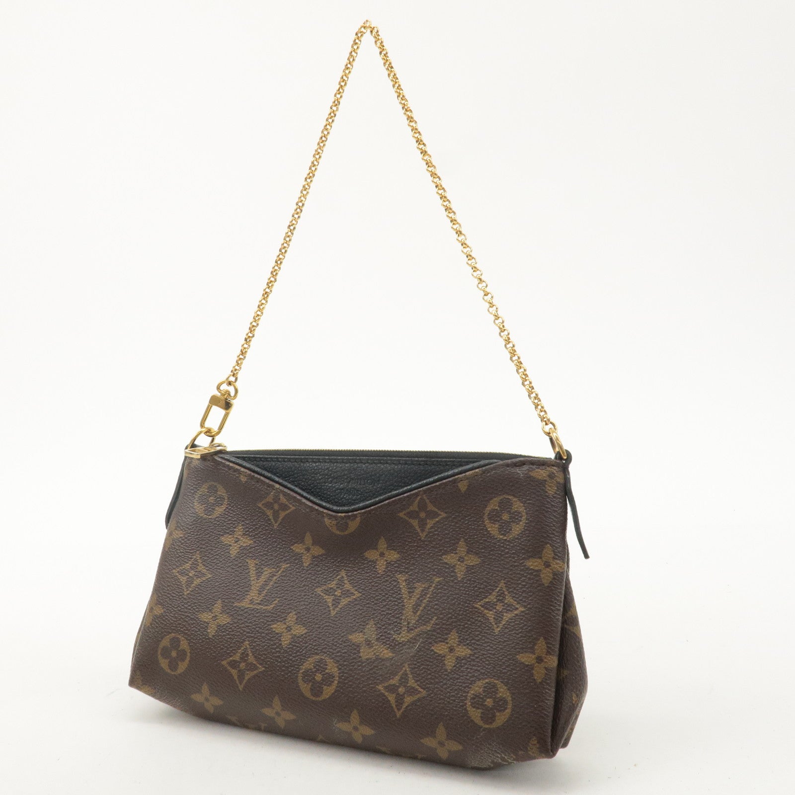 LOUIS VUITTON Monogram Pallas Clutch 2Way Shoulder Bag Noir M41639