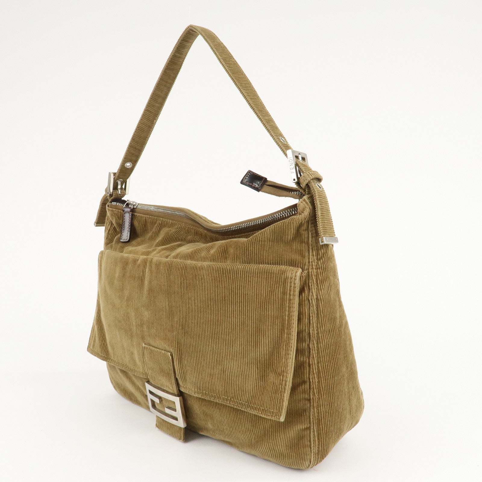 FENDI Corduroy Shoulder Bag Hand Bag Brown Used