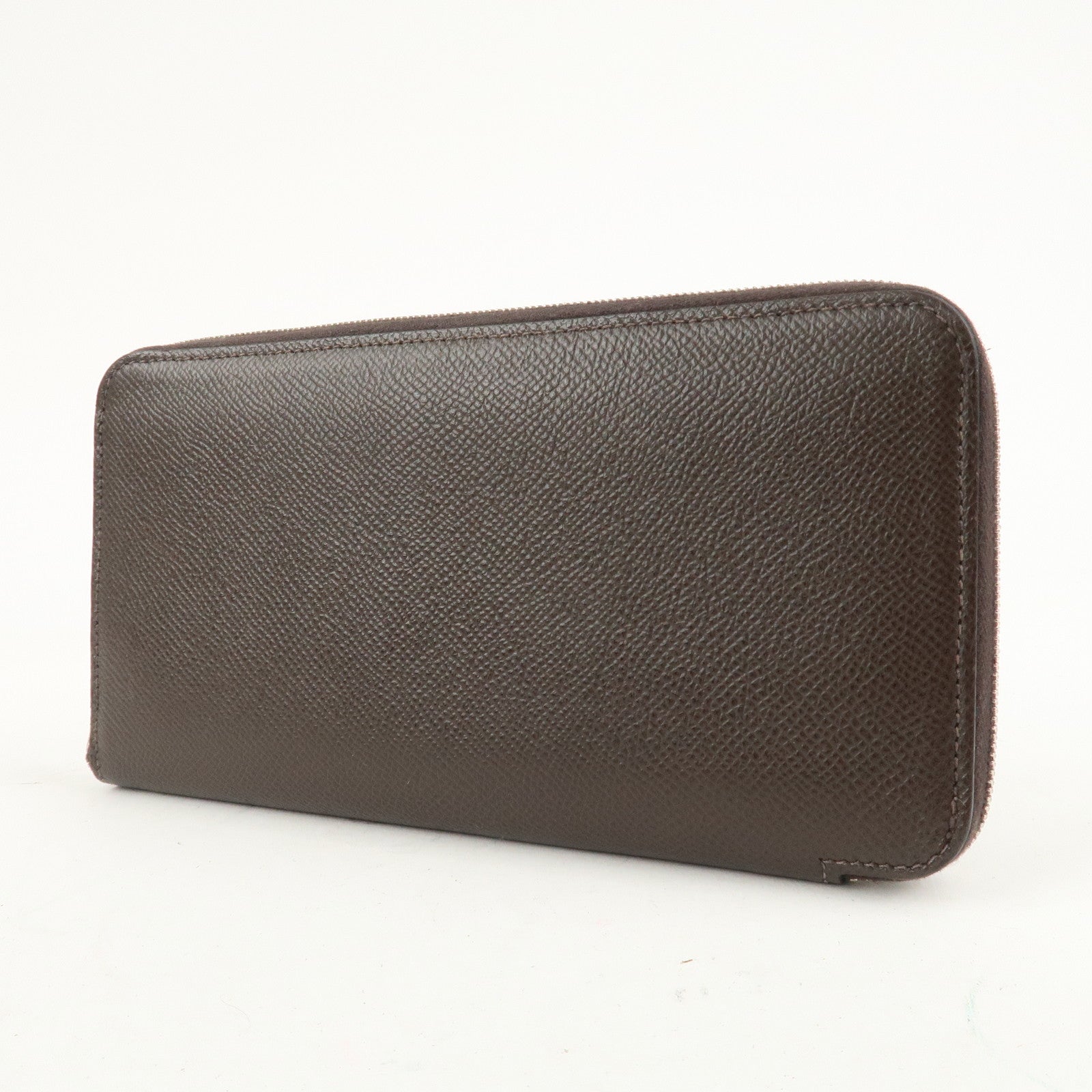 HERMES Leather AZAP Long Silk In Z Stamped Zip Around Wallet Brown Used