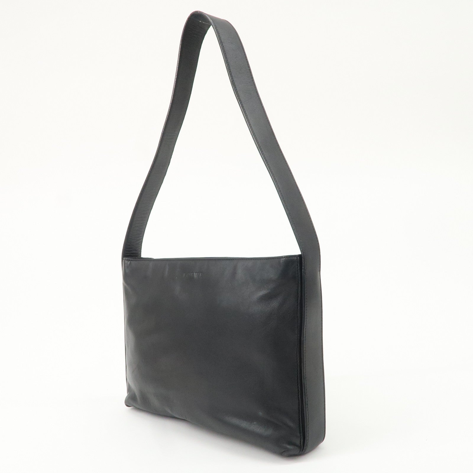 LOEWE Leather Shoulder Bag Black Used
