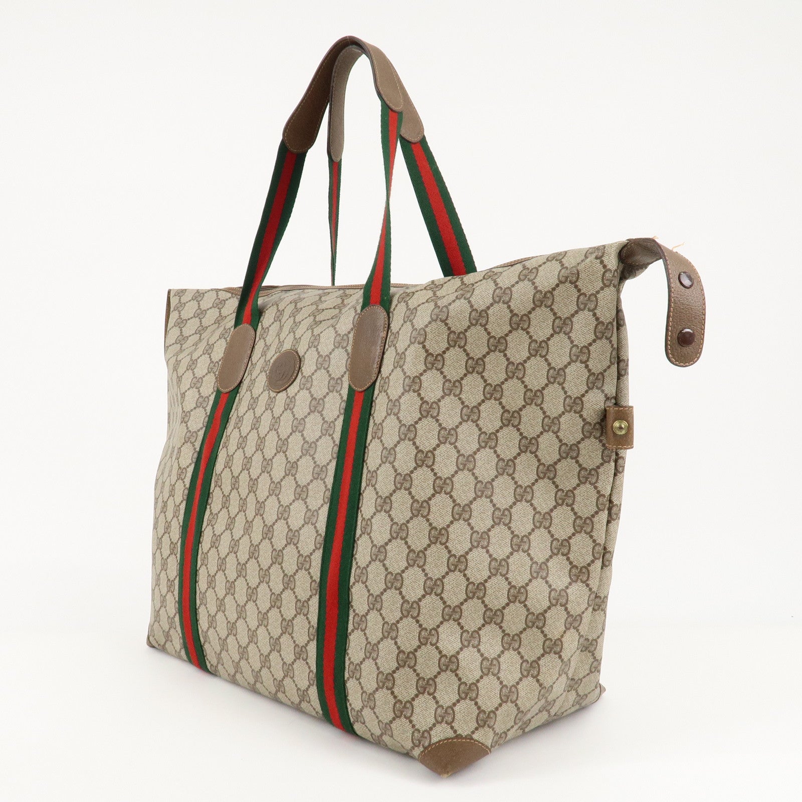 GUCCI Old GUCCI Sherry GG Plus Leather Tote Bag Beige 89.19.012