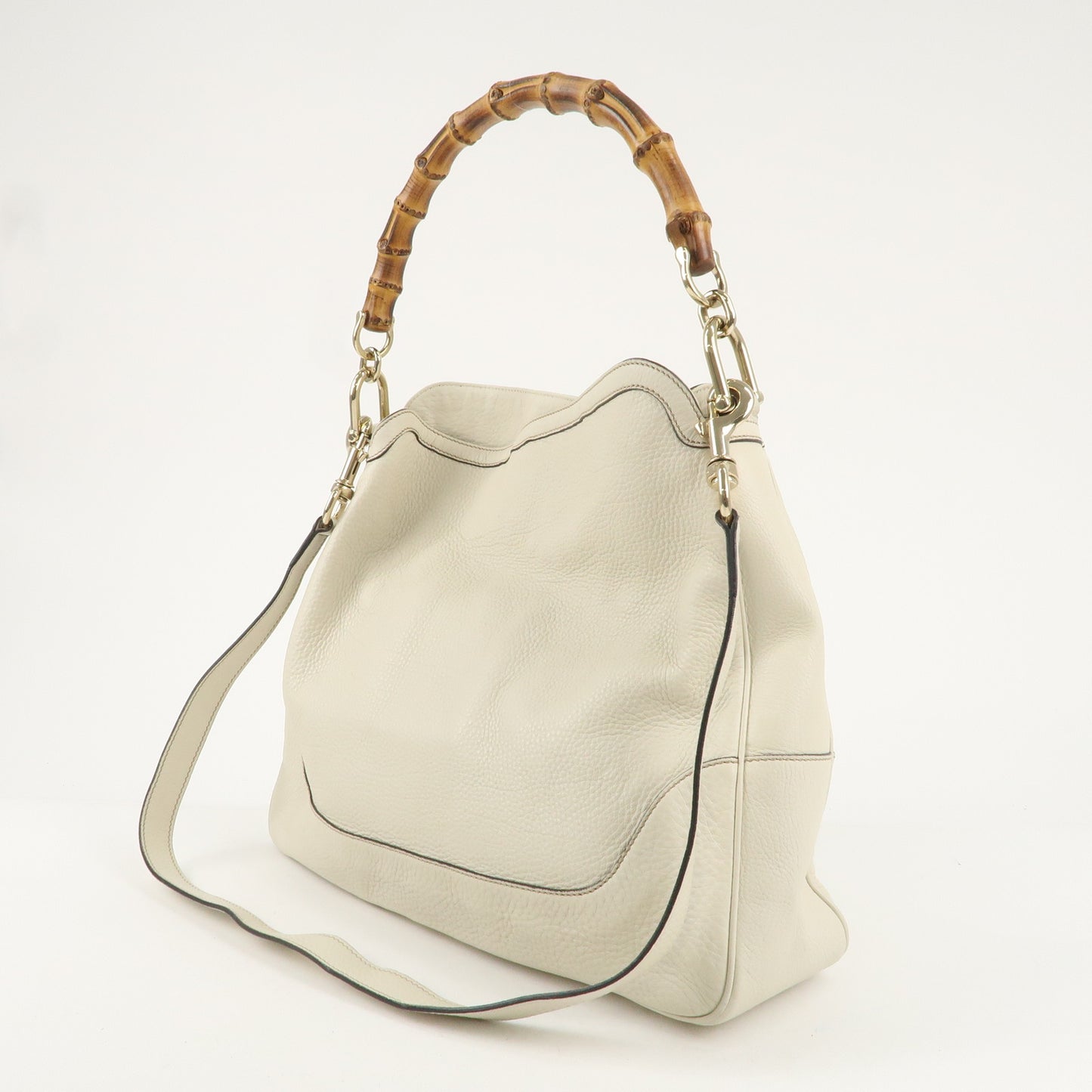 GUCCI Bamboo GG Canvas  Leather Diana 2WAY Bag Ivory 282315