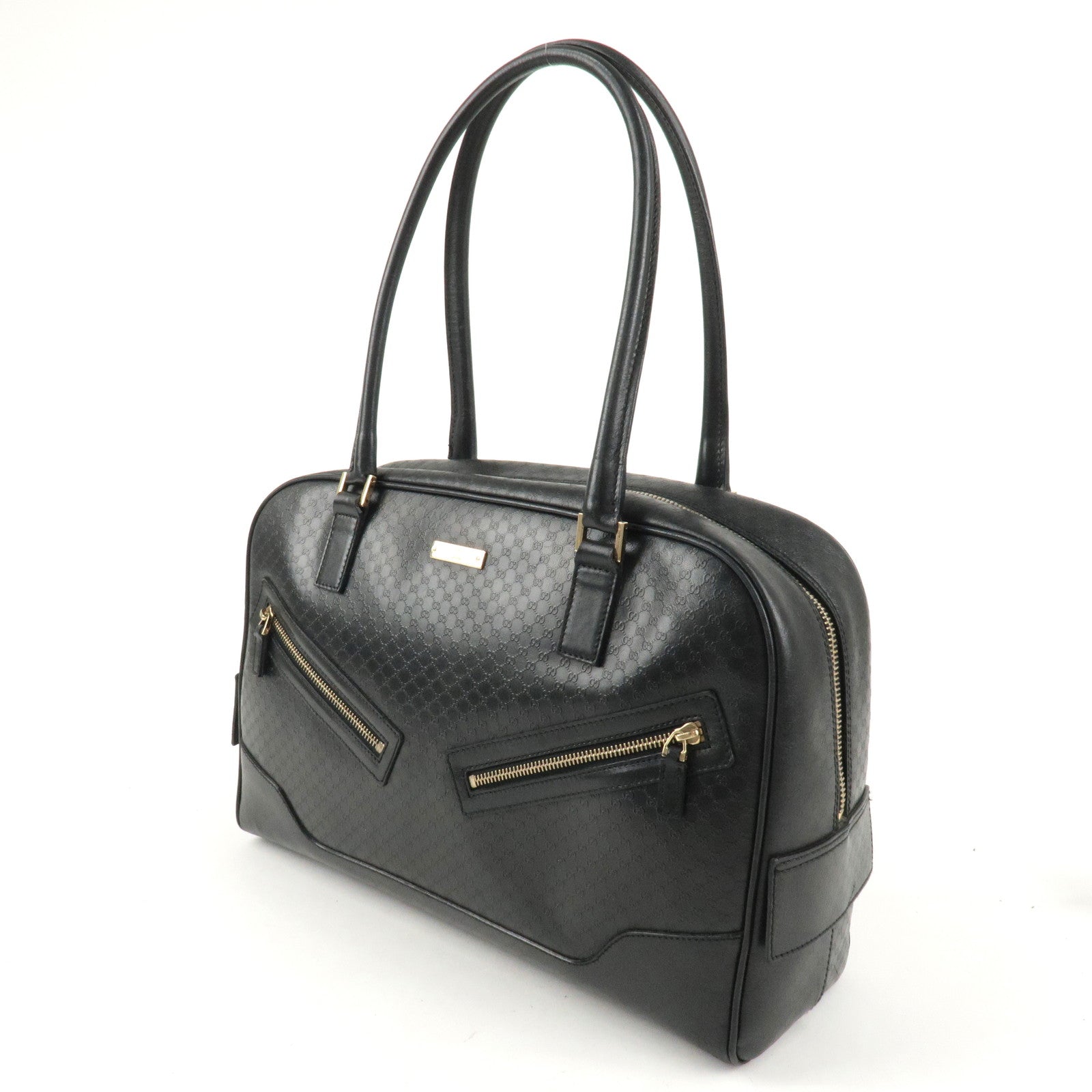 GUCCI Micro Guccissima Leather Handbag Black 002.1115