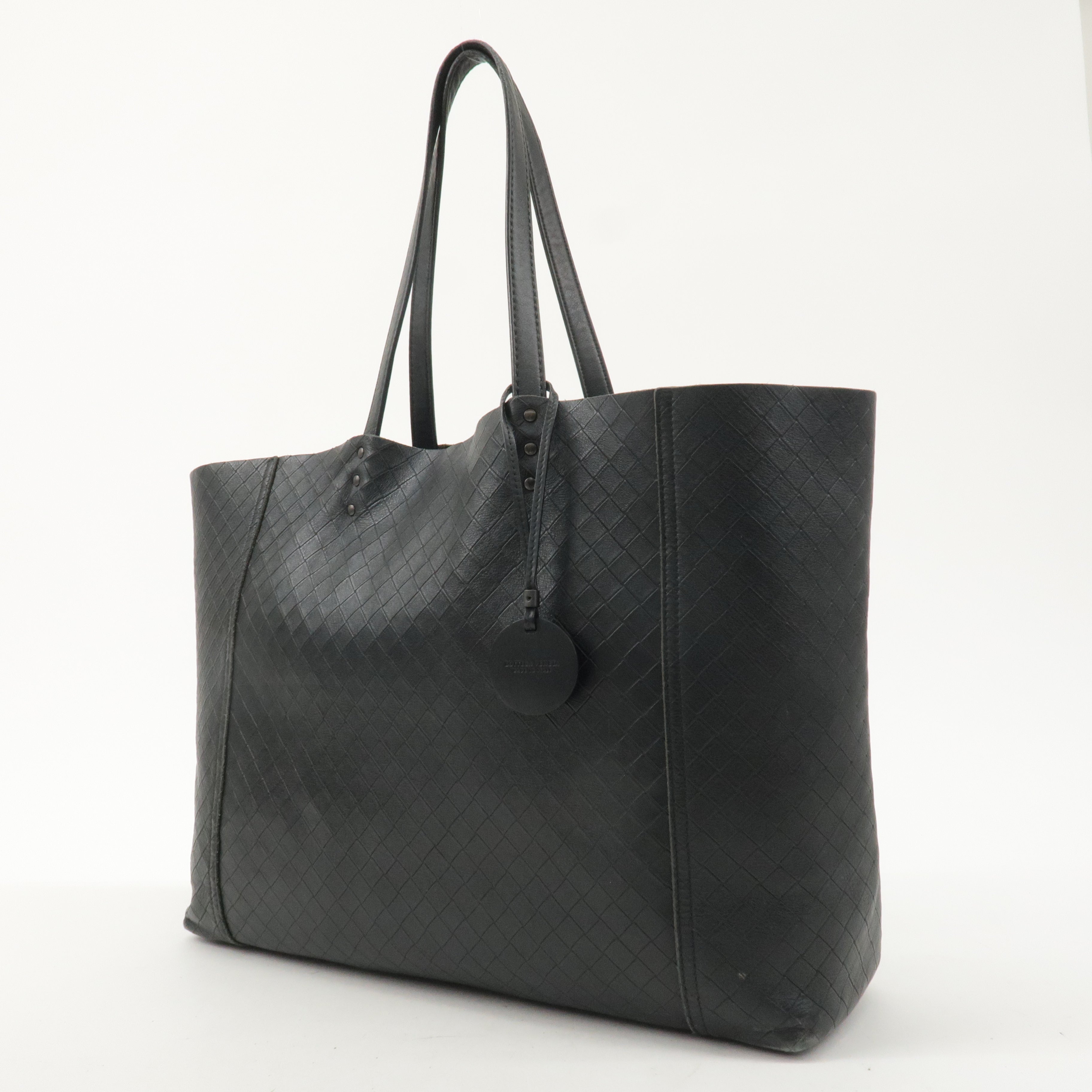 BOTTEGA VENETA Intreccio Leather Tote Bag Shoulder Bag Black